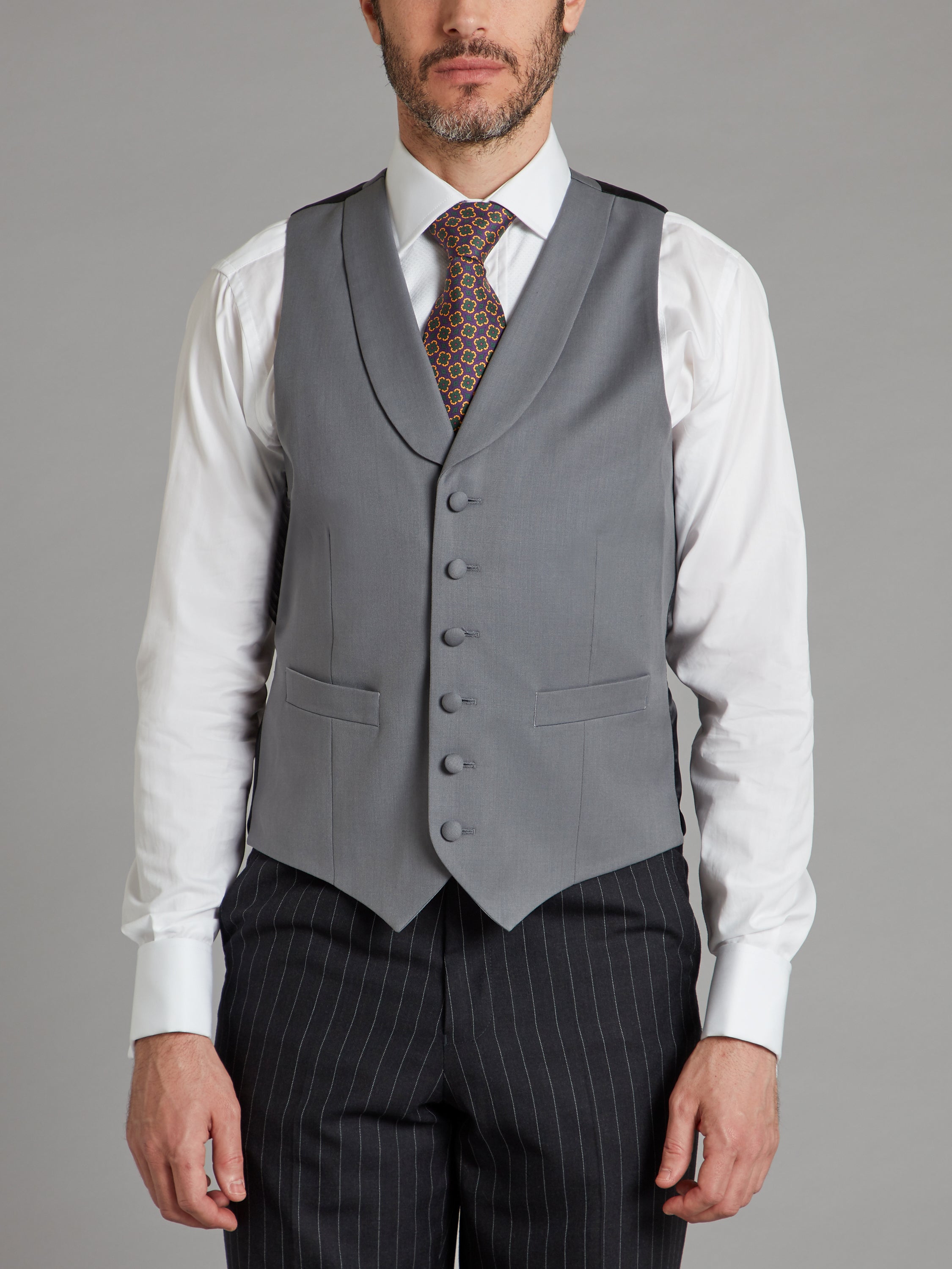 Limited Edition Luxury Single Breasted Wool Waistcoat - Light Grey