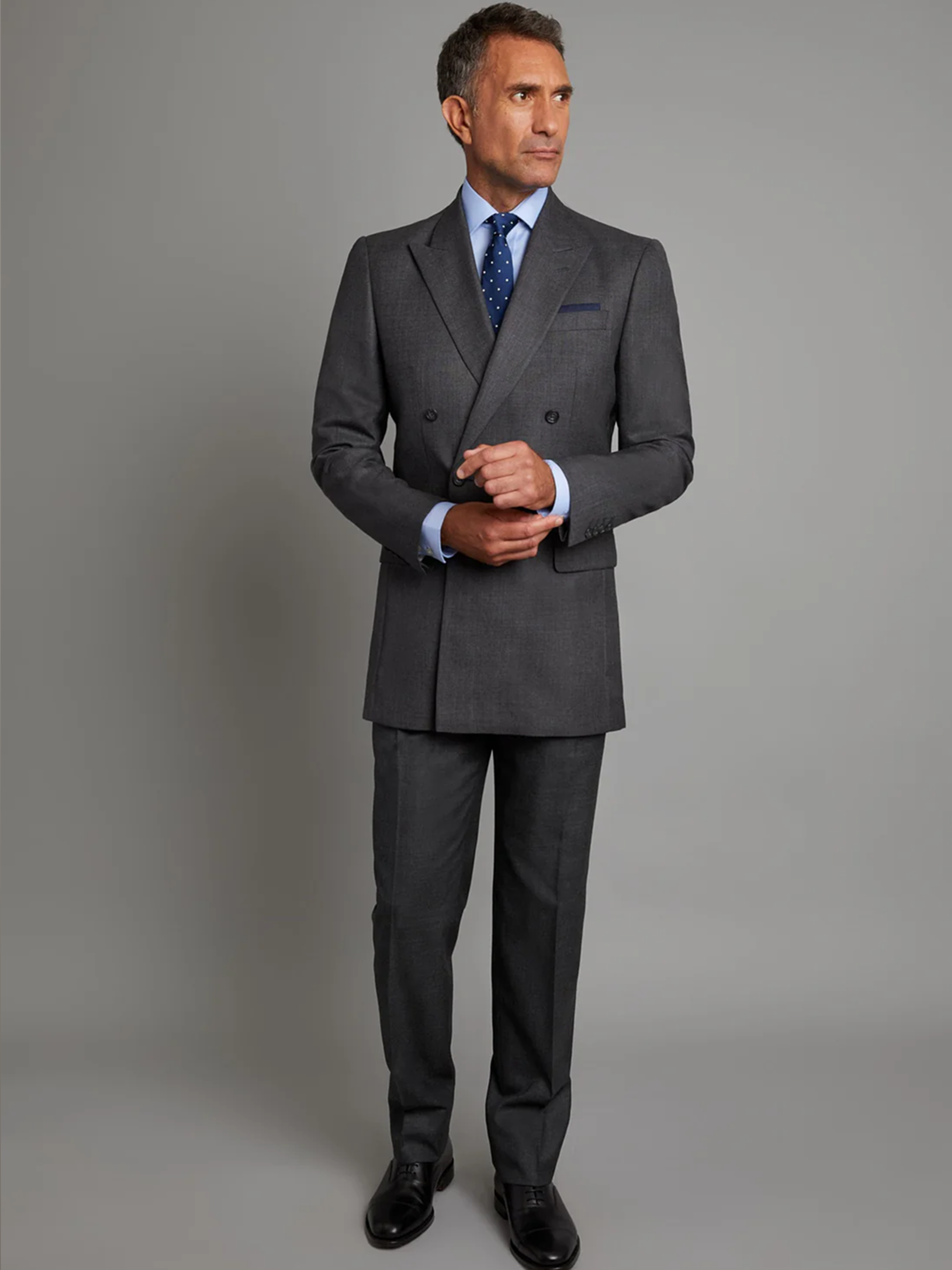 Cadogan Classic Fit Suit - Grey Plain Weave Wool