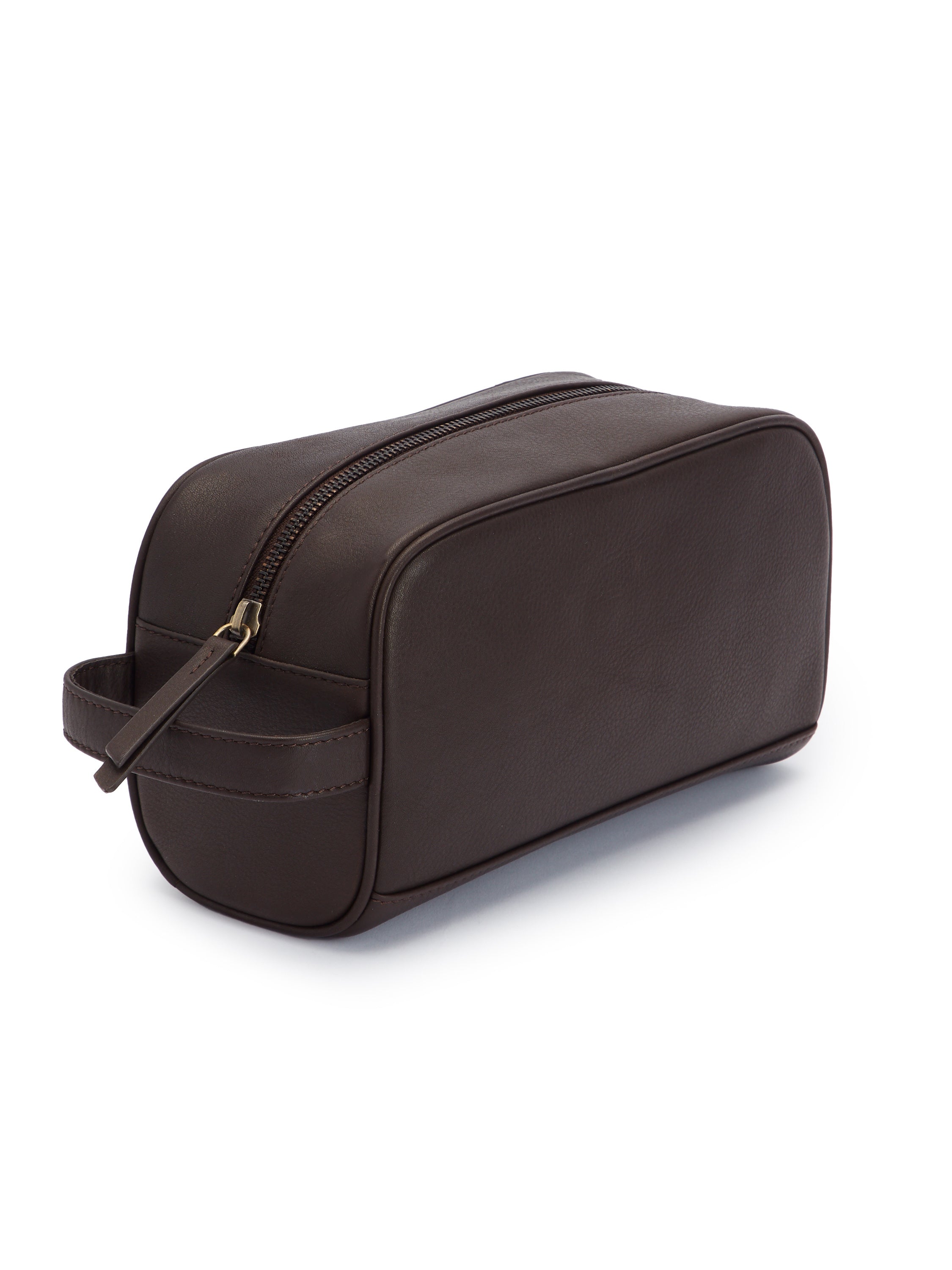 Leather Wash Bag - Brown