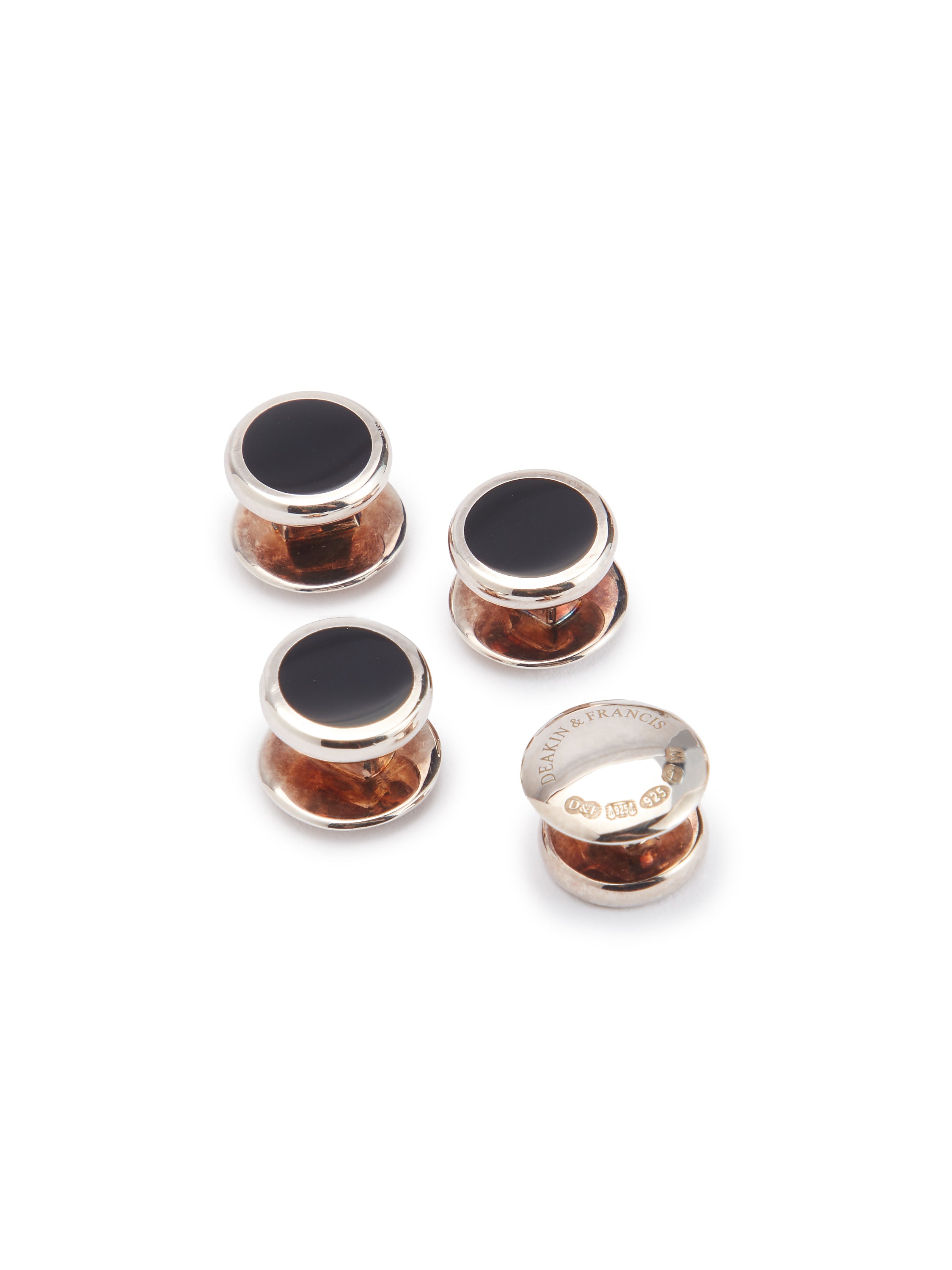Silver Dress Studs - Circular Onyx