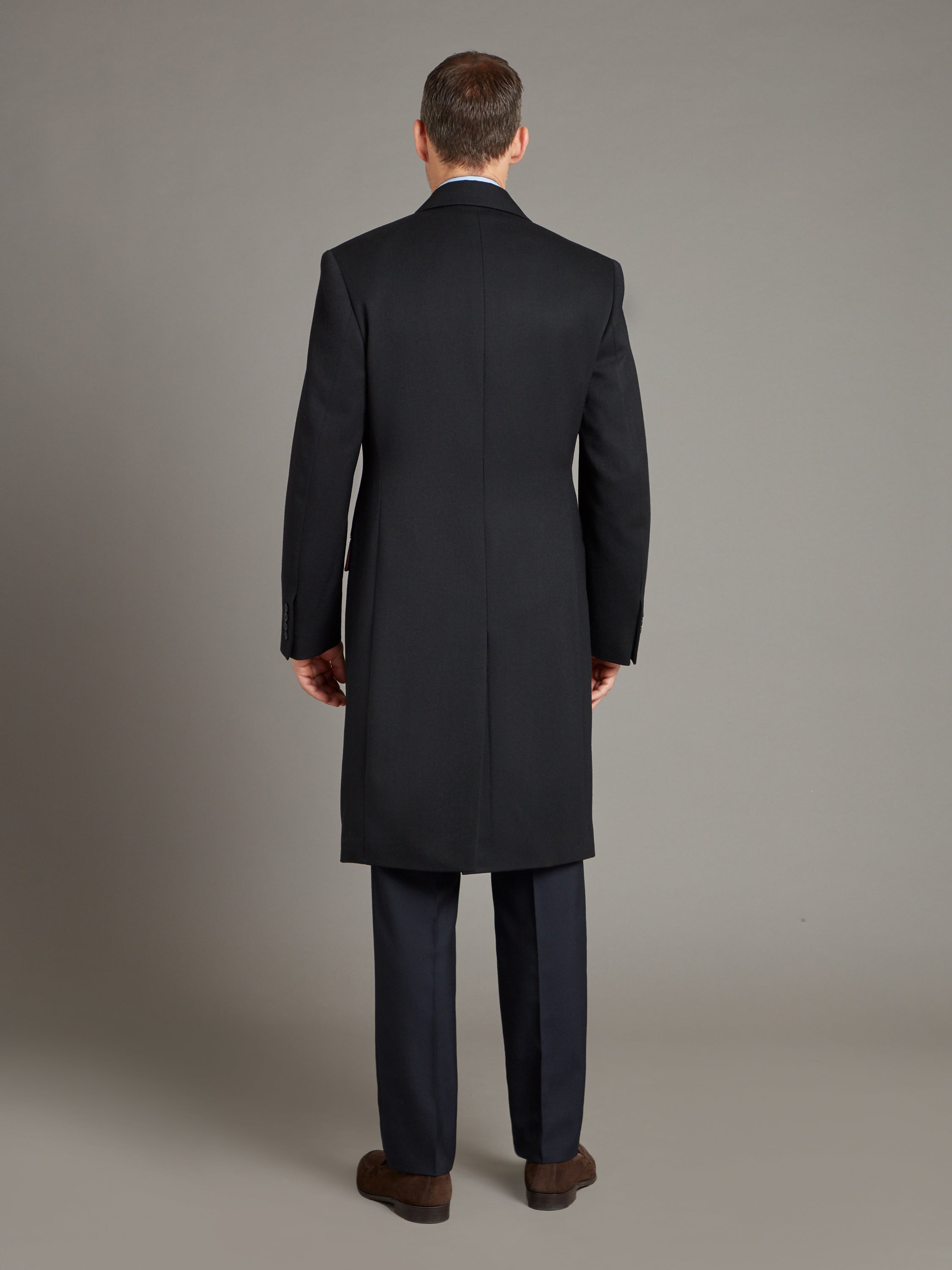 Single Breasted Wool Overcoat - Black