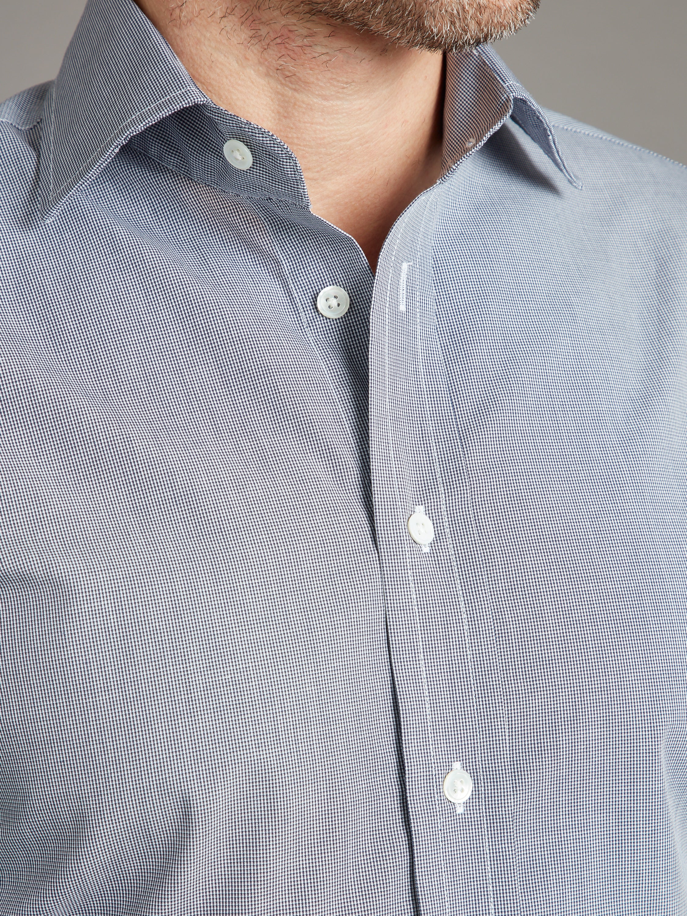Berwick Shirt Classic Collar - Micro Check - Navy