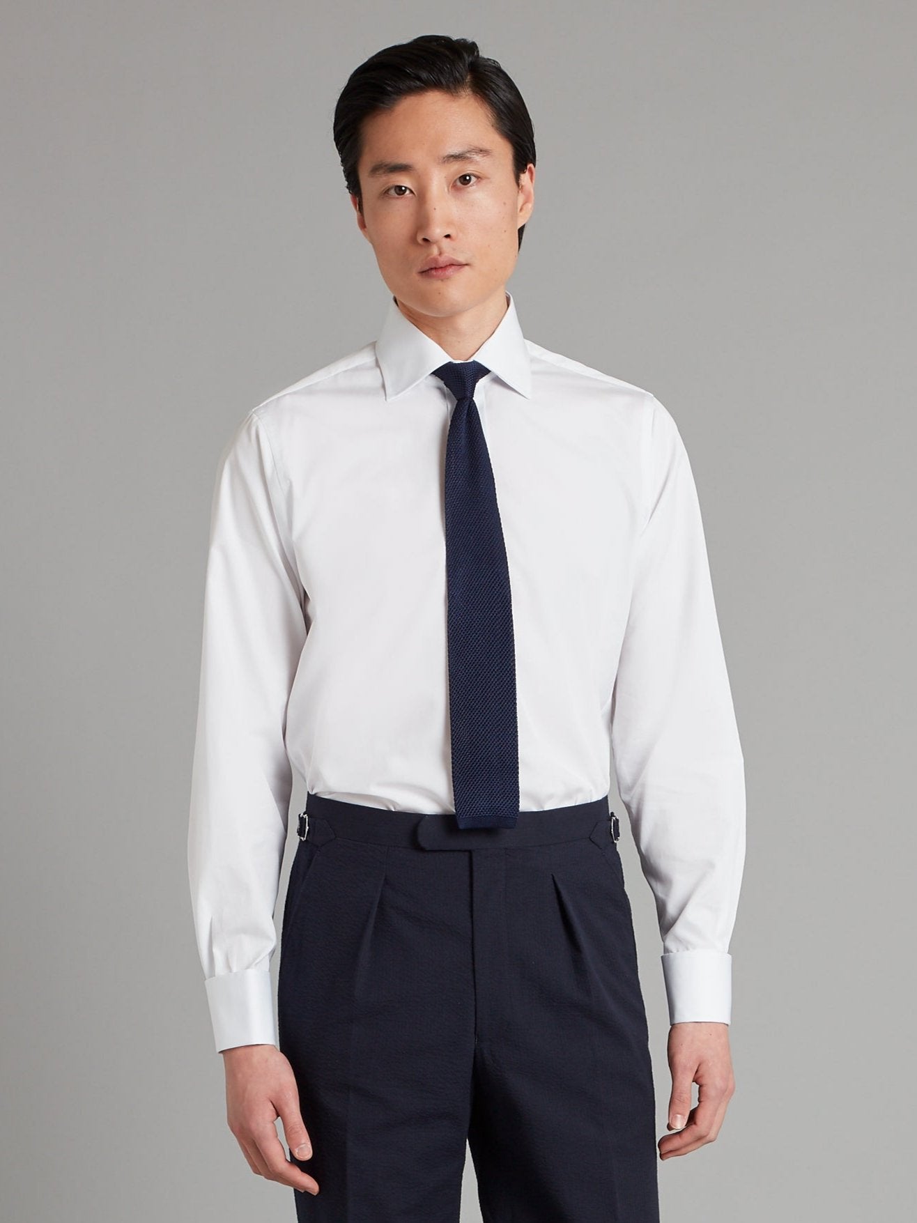 Pure Silk Knitted Tie - Navy