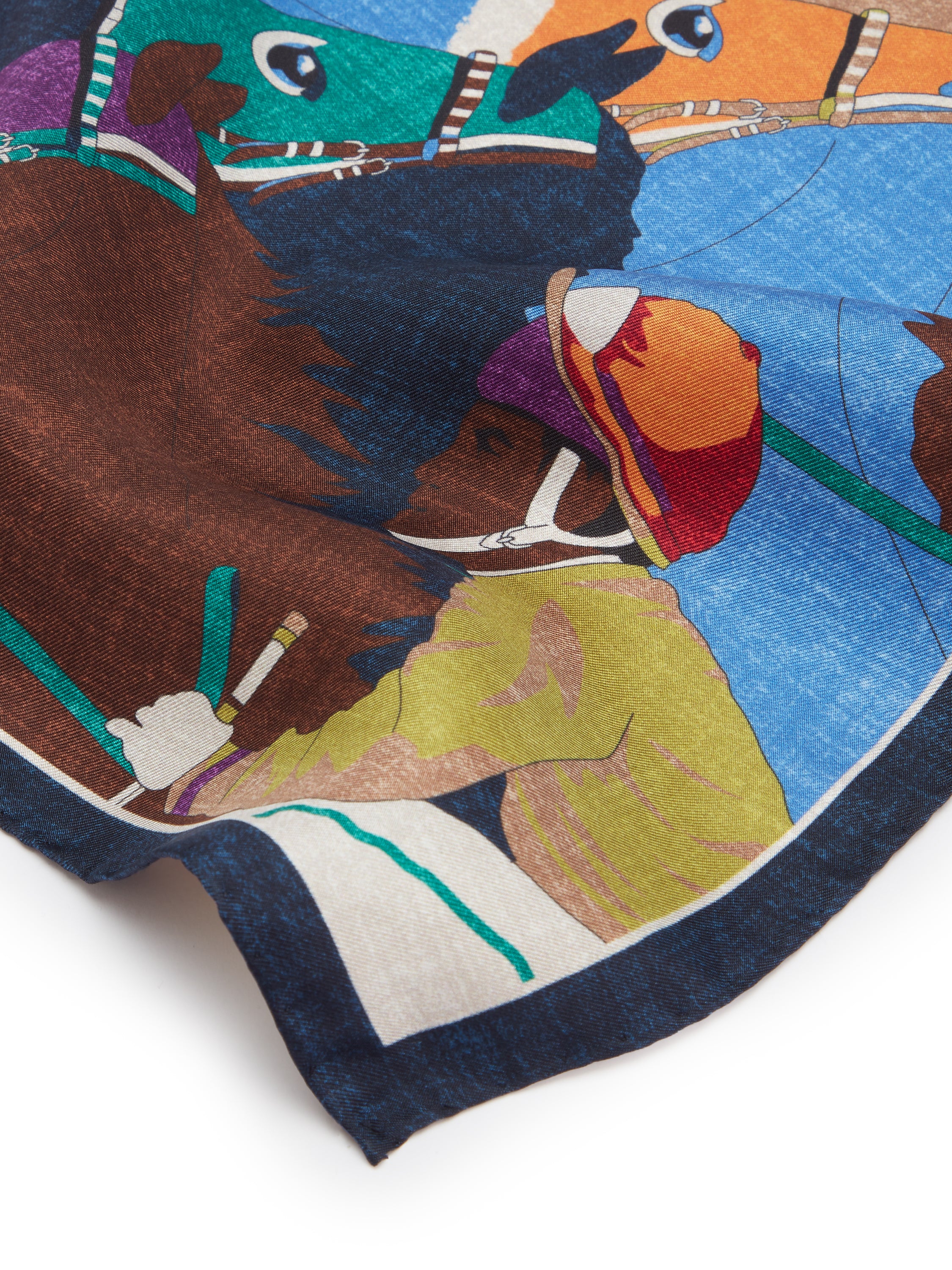 Horse Racing Pocket Square - Navy/Red