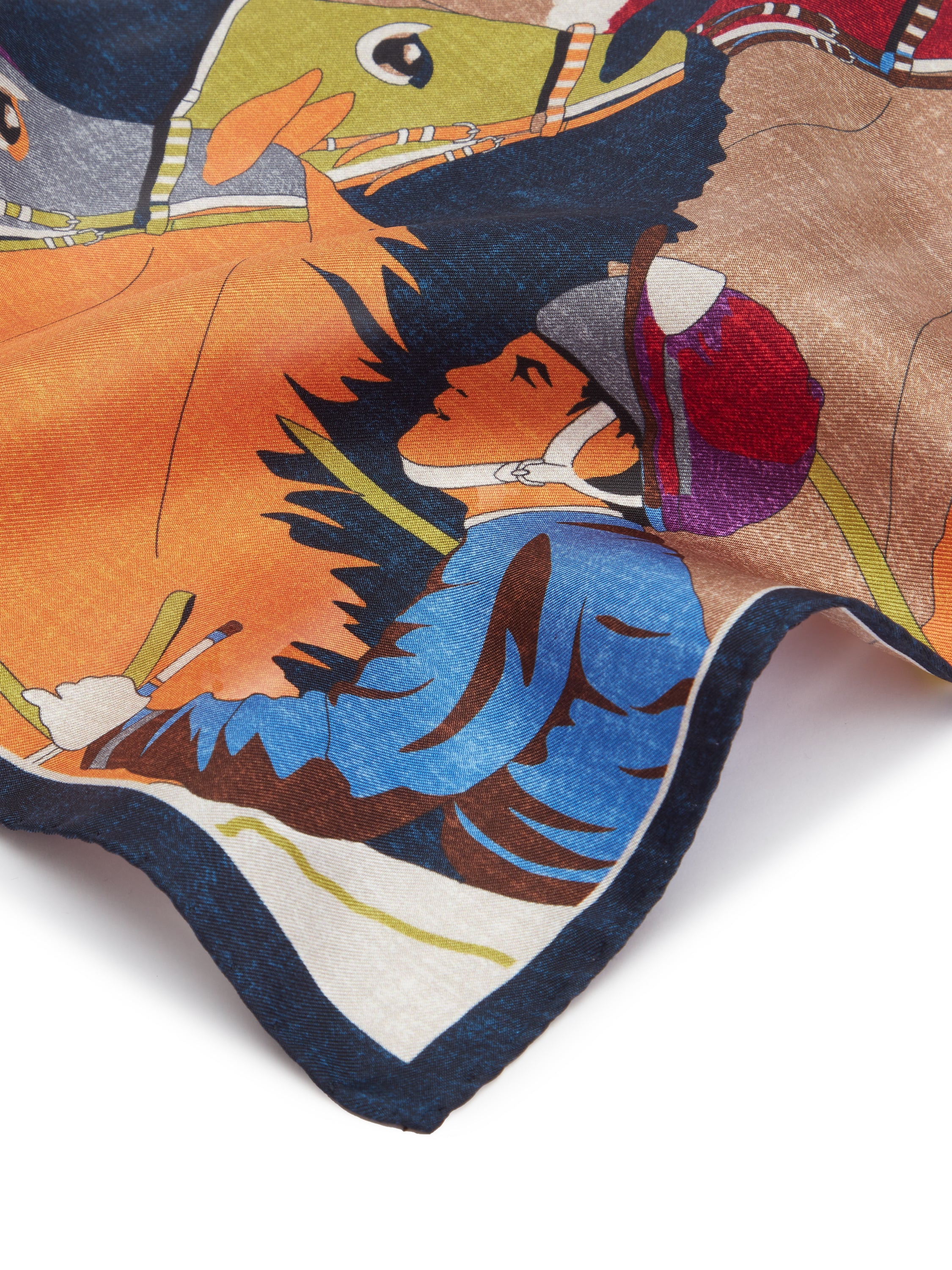 Horse Racing Pocket Square - Navy/Purple