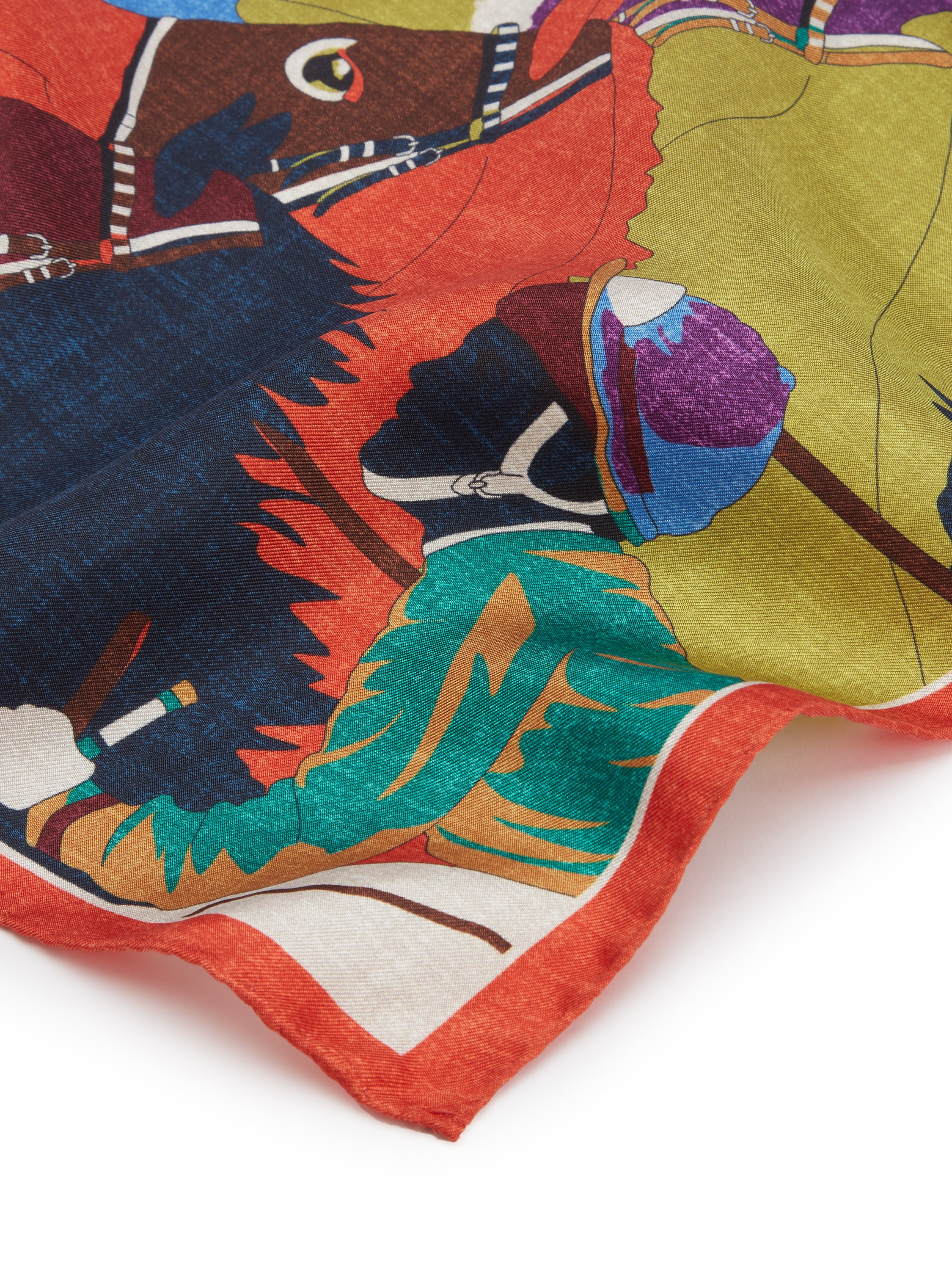 Horse Racing Pocket Square - Orange/Blue