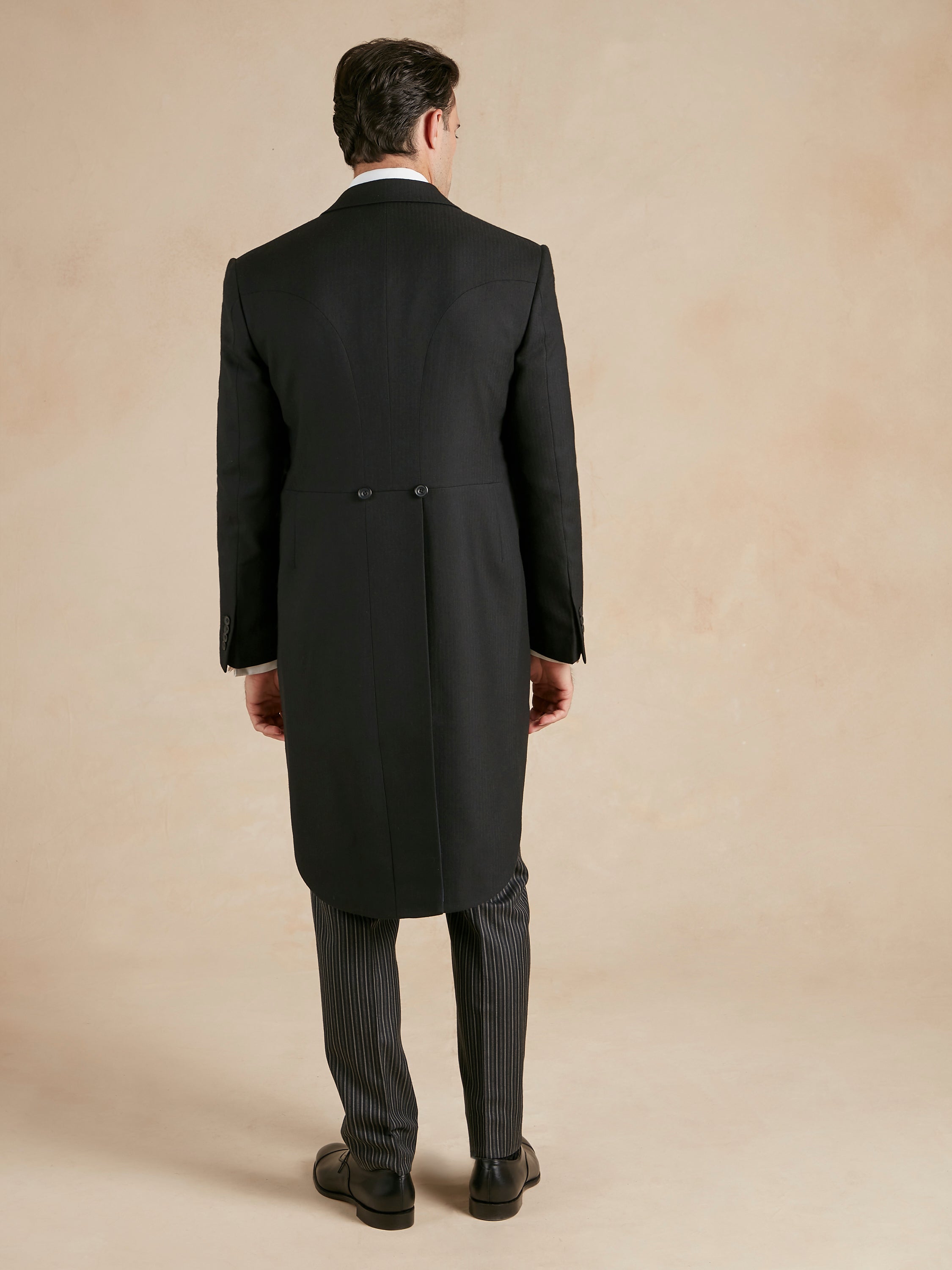 Morning Coat Hire - Black Herringbone Wool