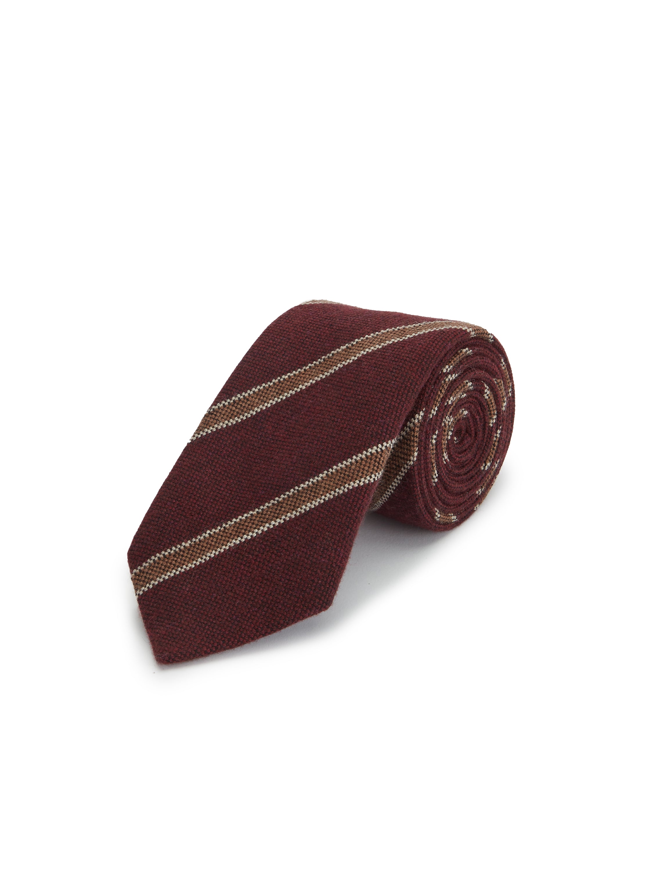 Wool Striped Tie - Burgundy