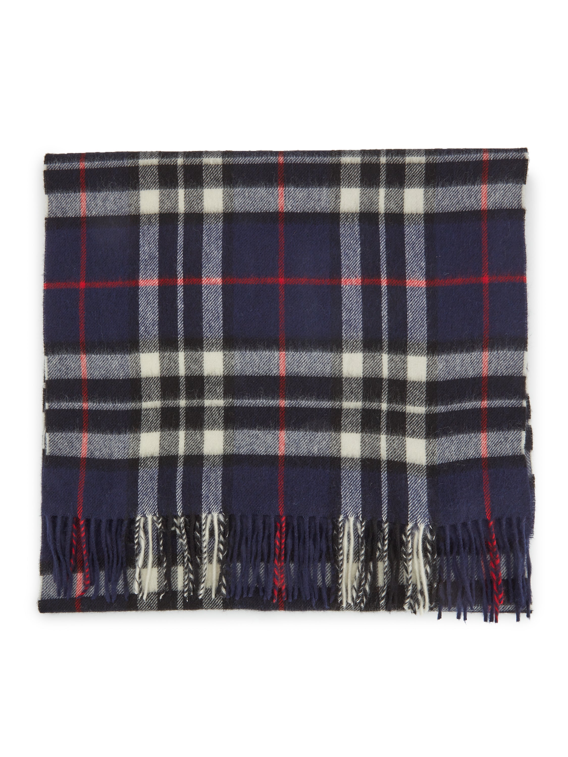 Merino Wool Check Scarf - Navy Thompson