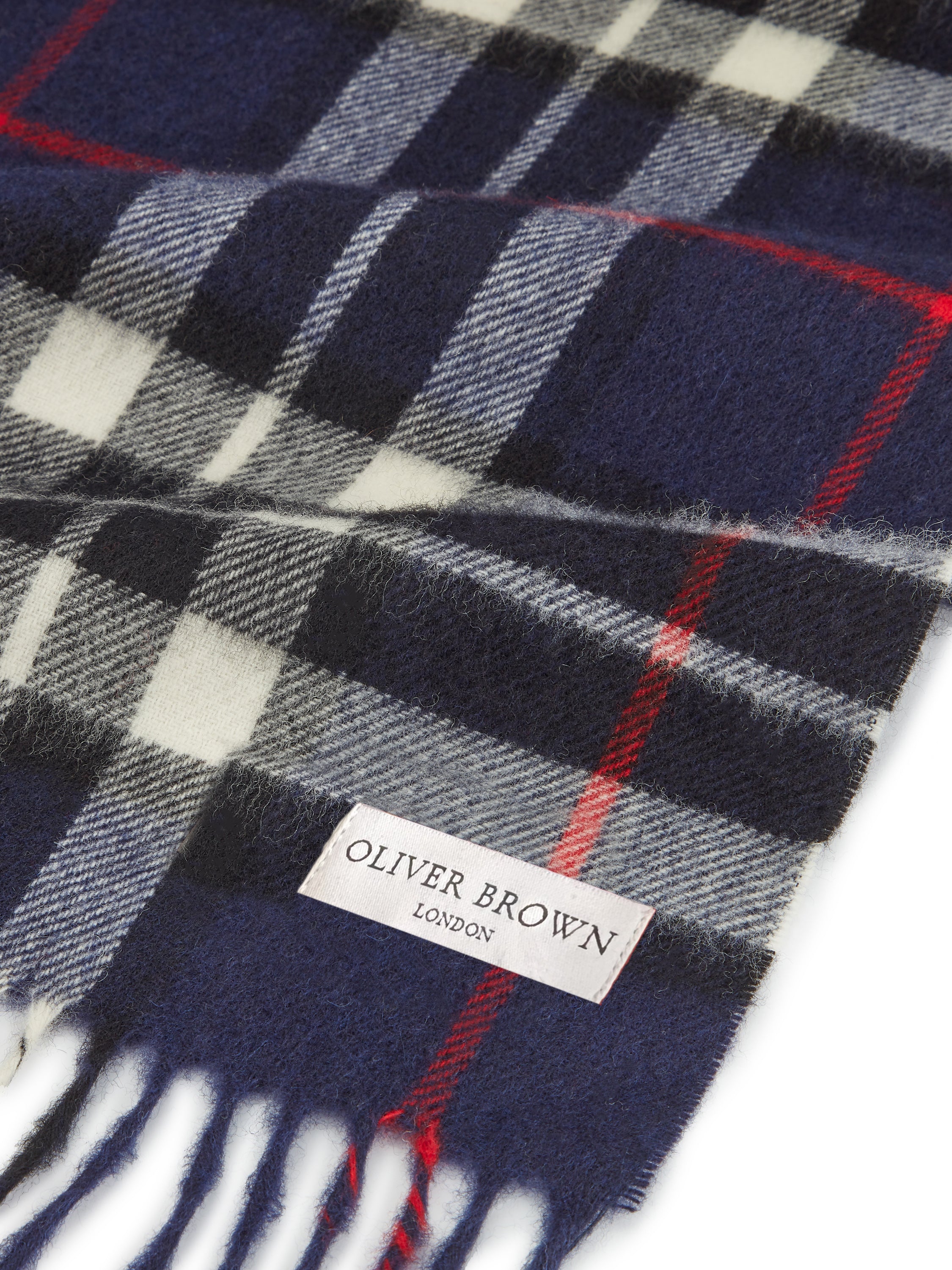 Merino Wool Check Scarf - Navy Thompson