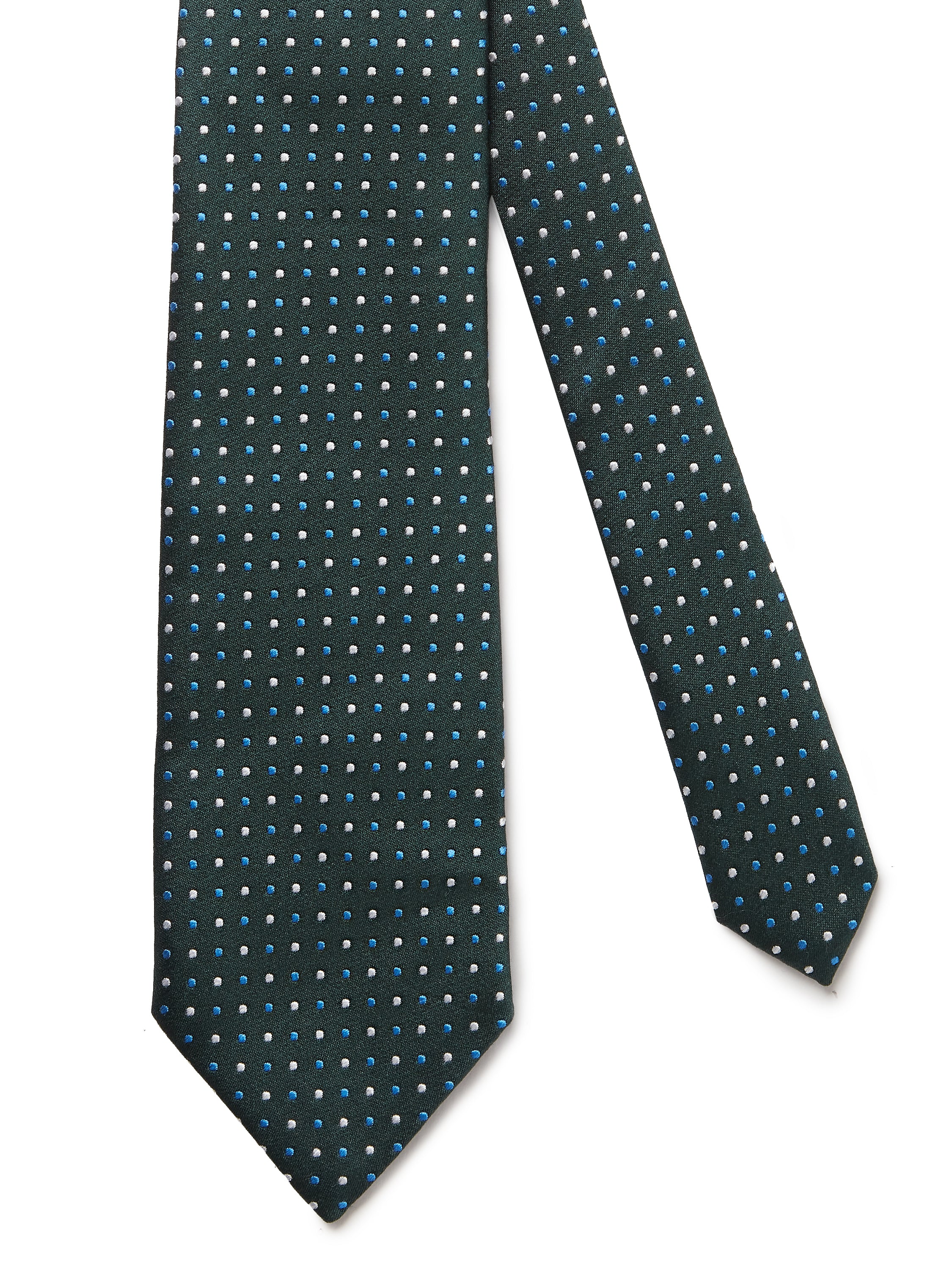 Italian Silk Multi Spot Tie - Dark Green