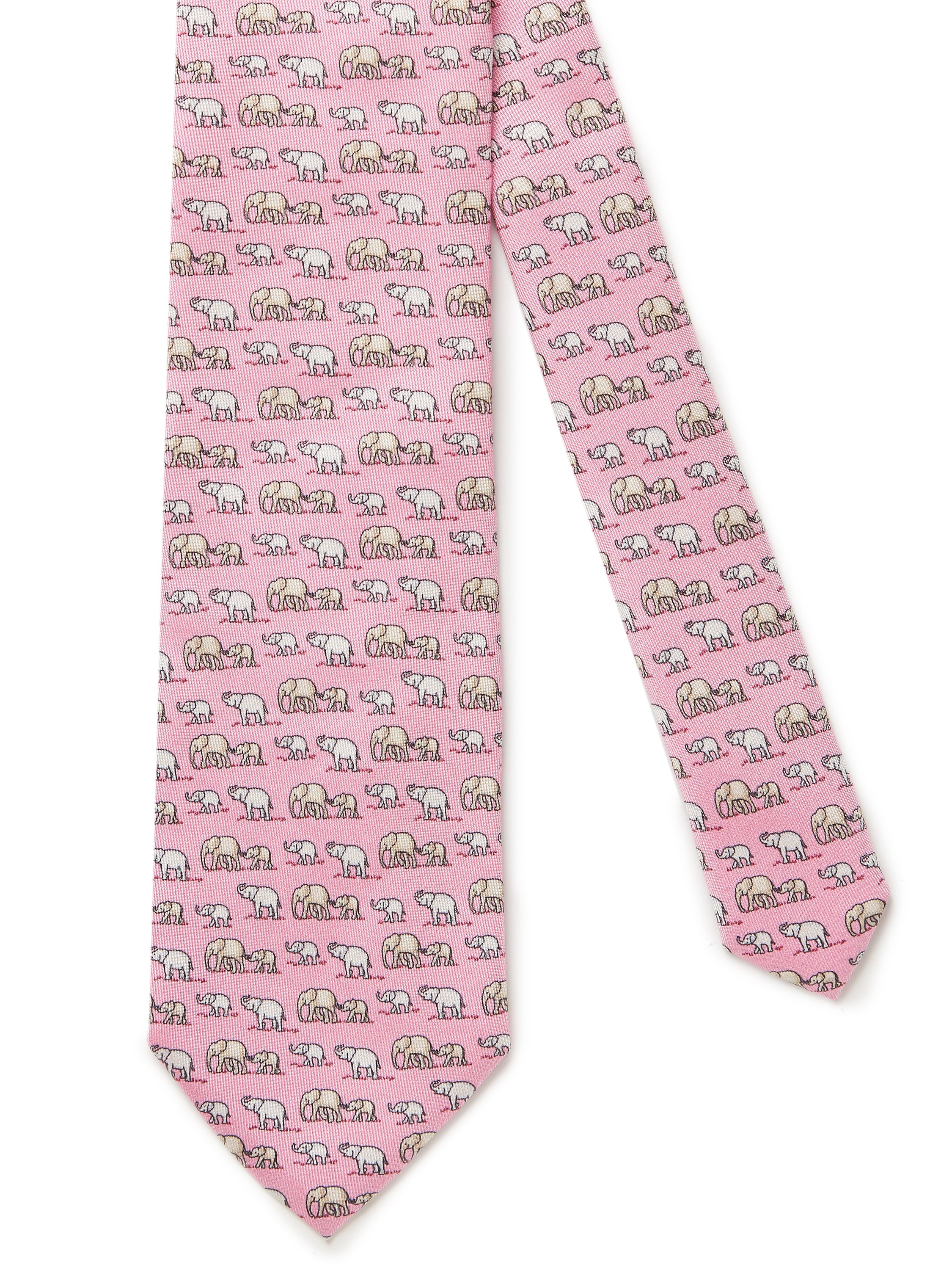 Italian Silk Elephant Tie - Pink