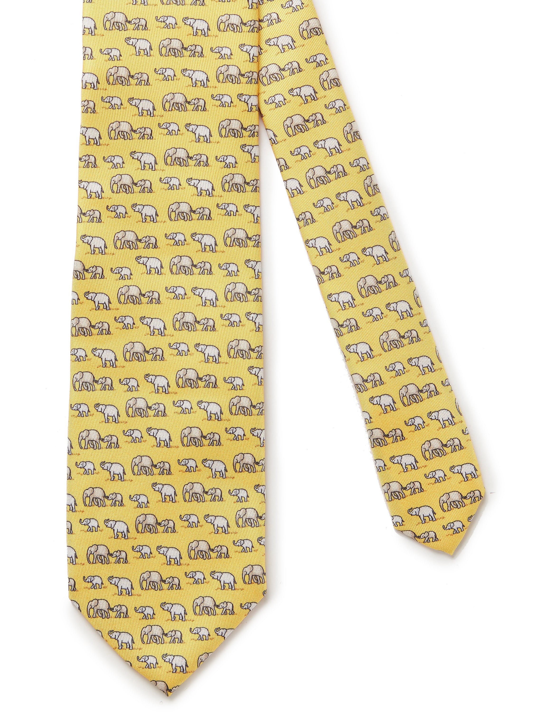Italian Silk Elephant Tie - Yellow