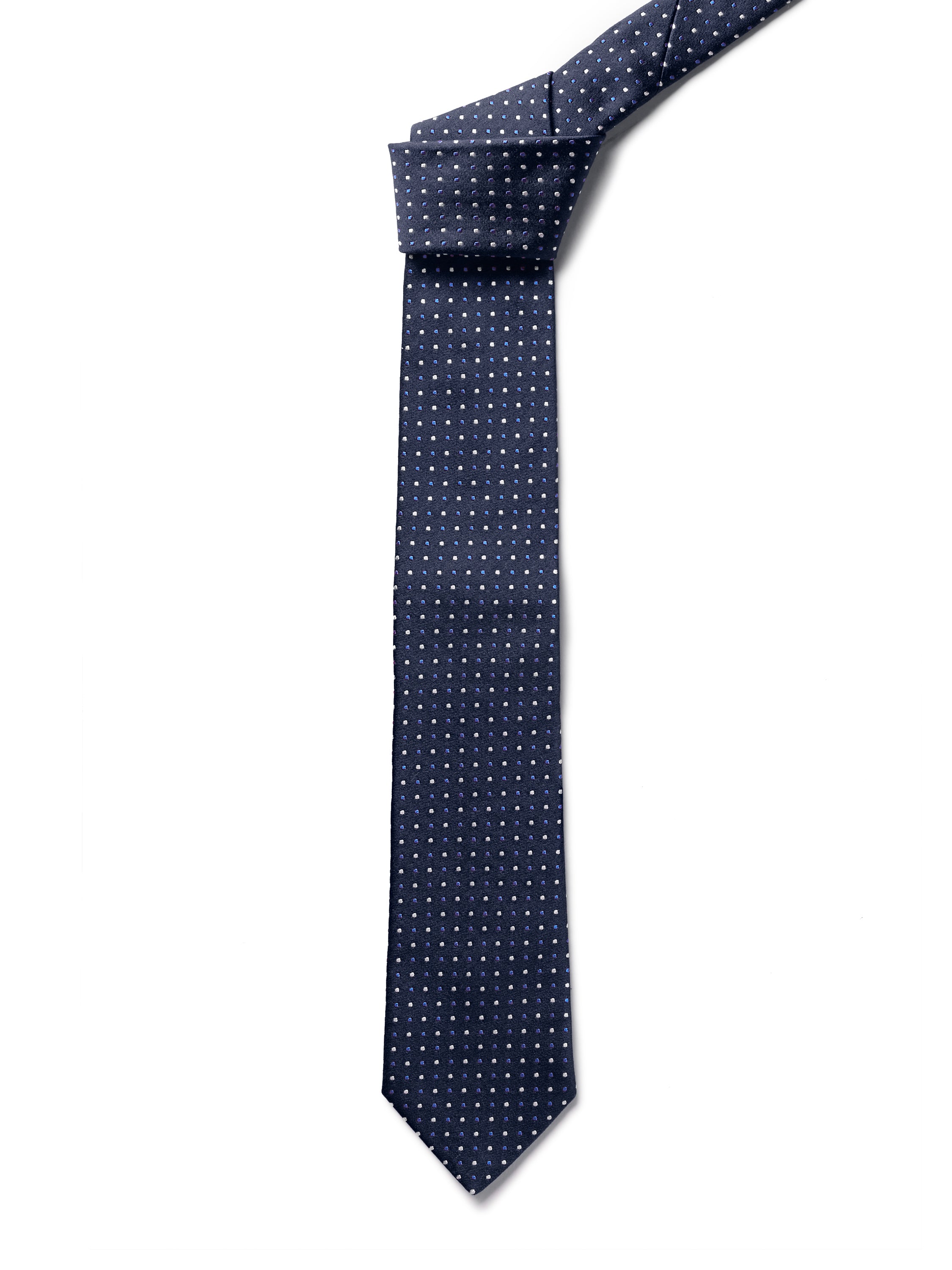 Italian Silk Multi Spot Tie - Navy