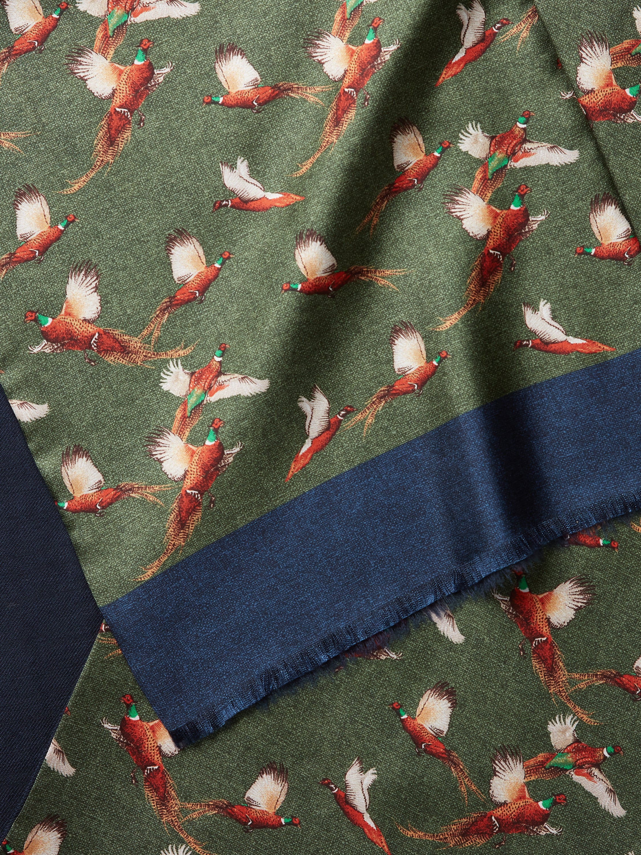 Wool and Silk Flying Pheasant Scarf - green