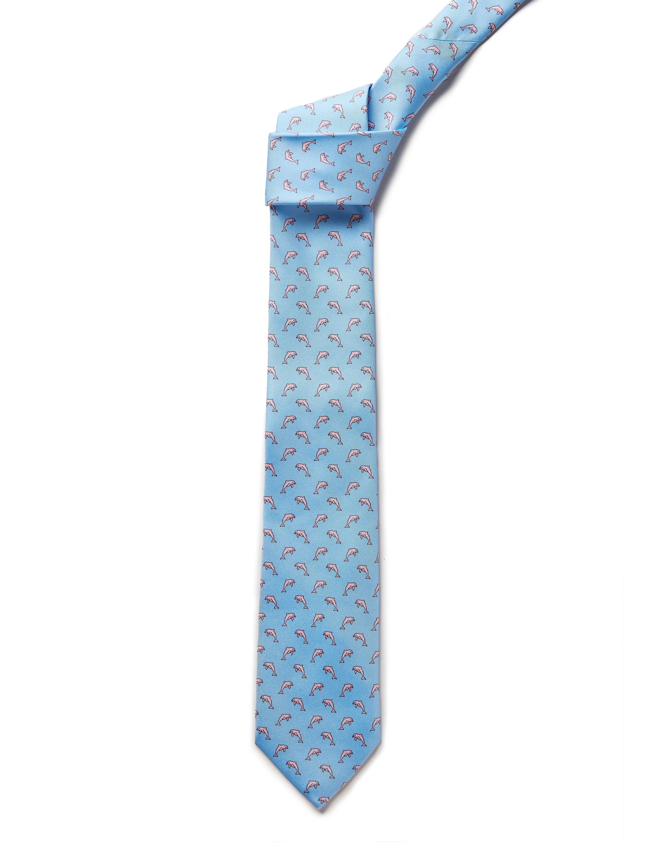 Italian Silk Dolphin Tie - Pale Blue