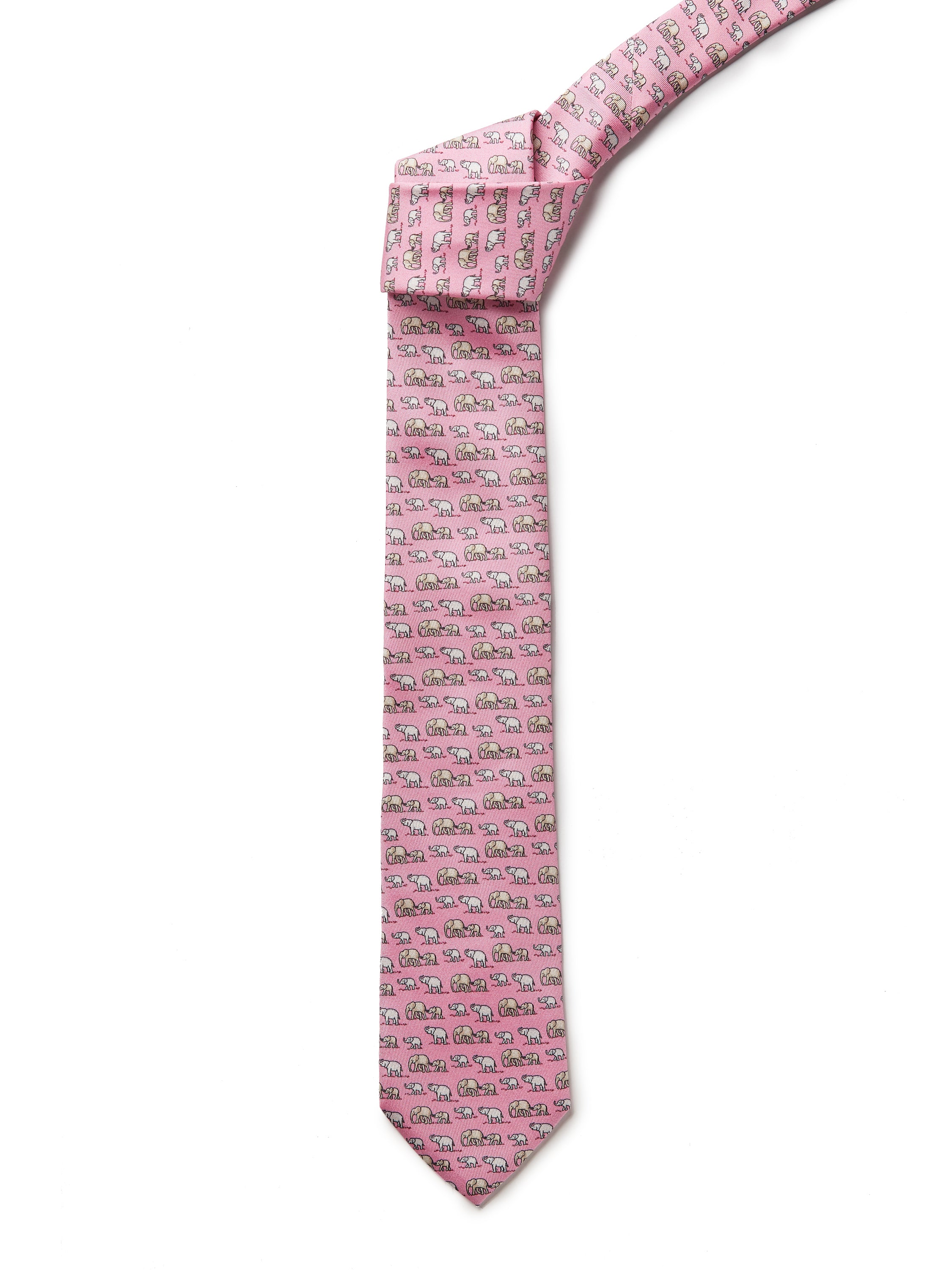 Italian Silk Elephant Tie - Pink
