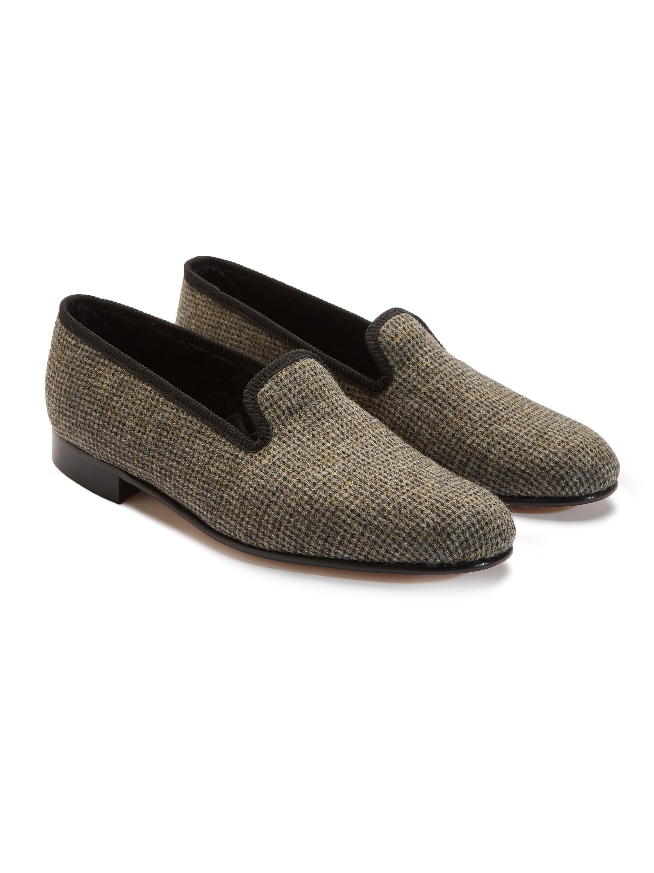 Nailhead Tweed Slippers - Cool Sage
