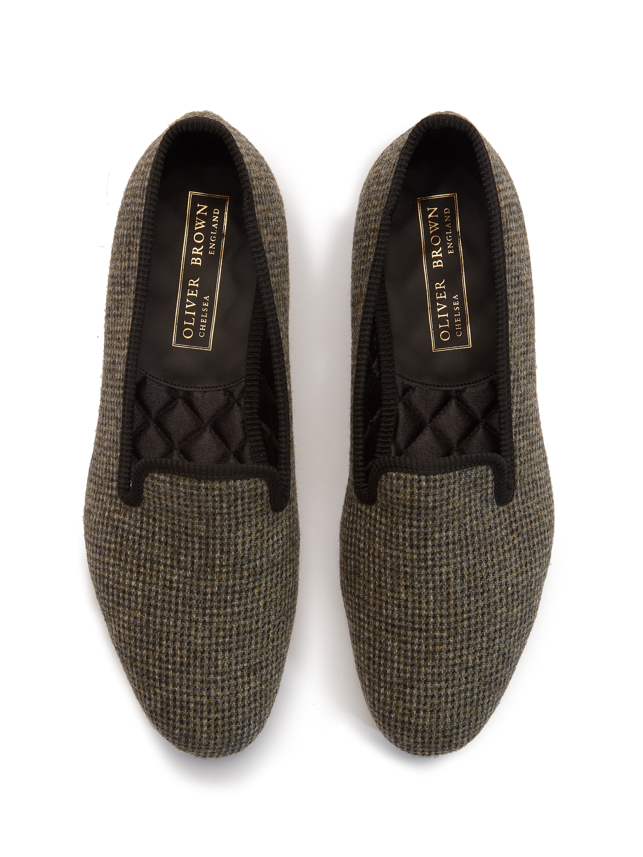 Nailhead Tweed Slippers - Cool Sage