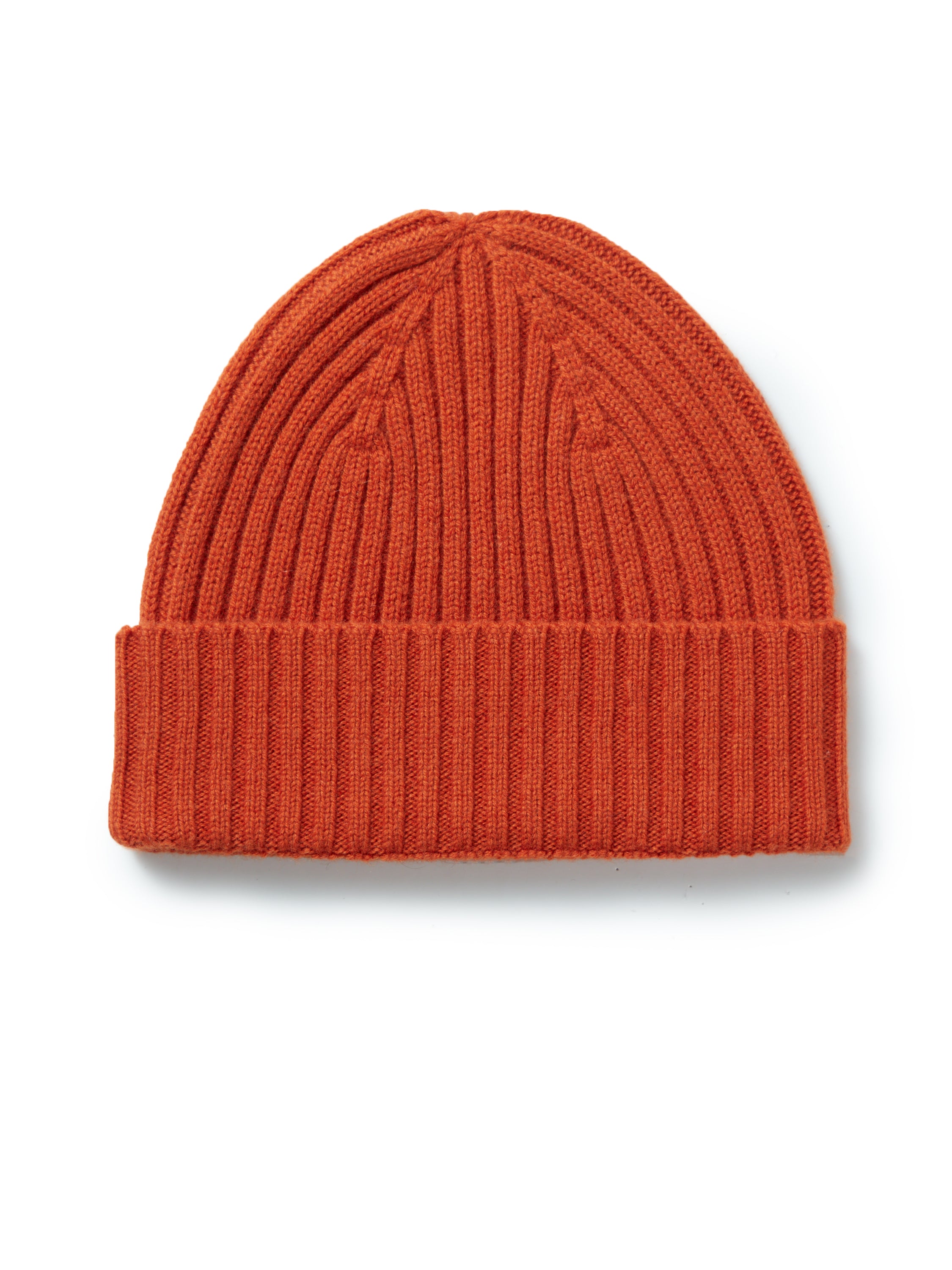 Wool Beanie Hat - Burnt Orange