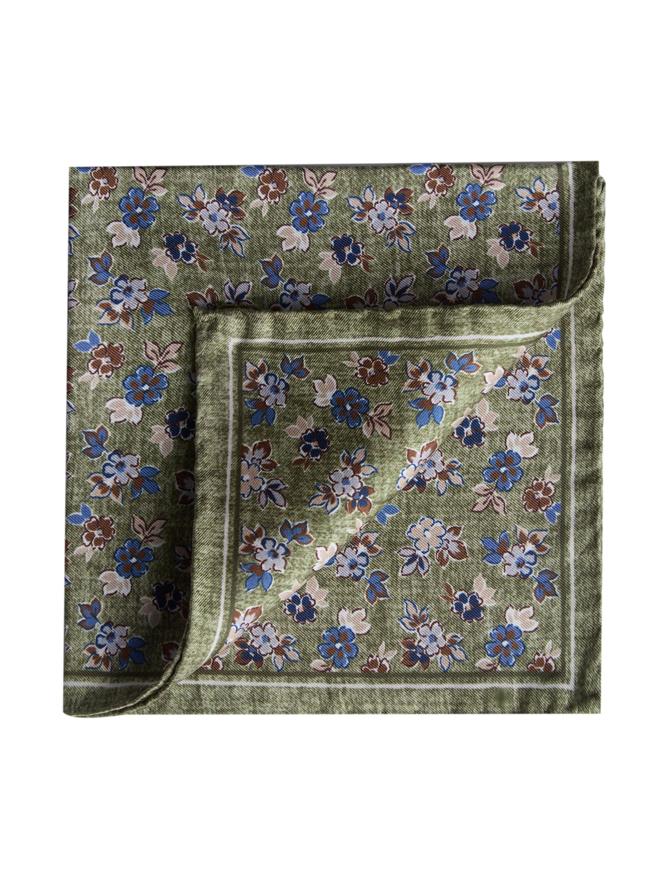 Floral Silk Handkerchief - Sage Green