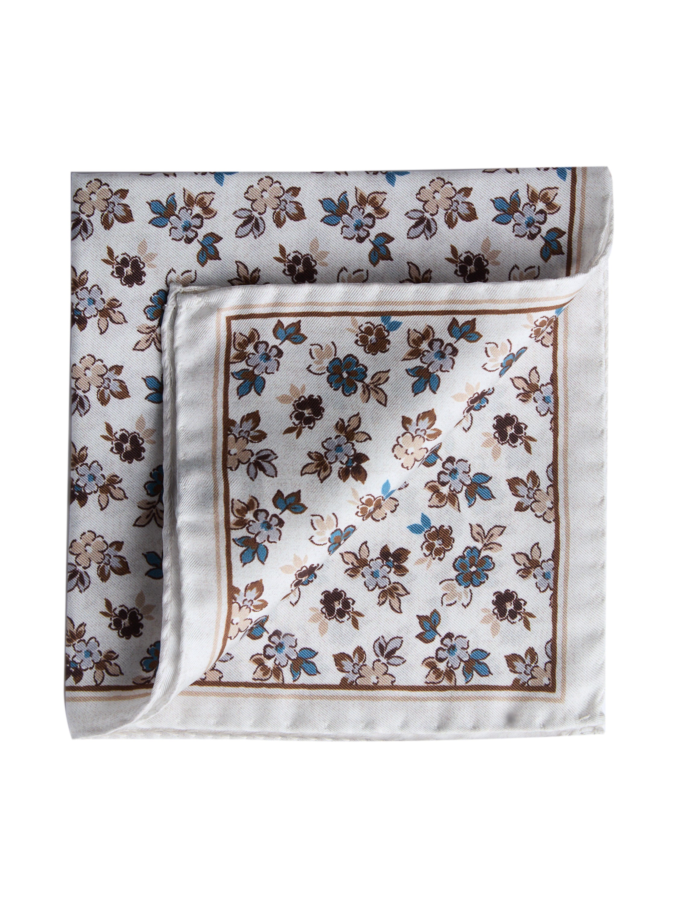Floral Silk Handkerchief - White