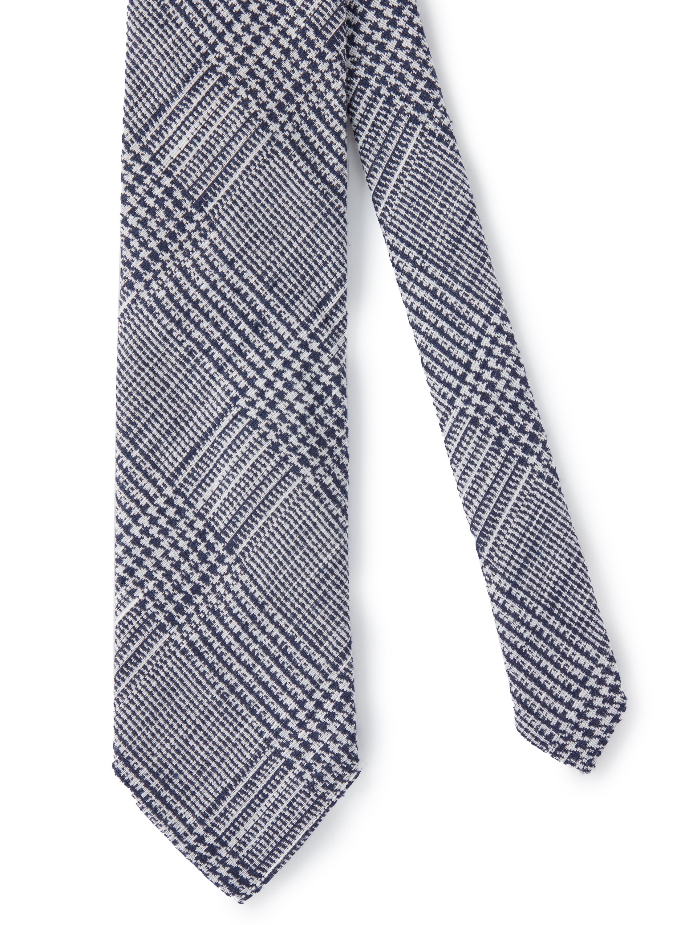 Pure Silk Prince of Wales Shantung Tie - Navy