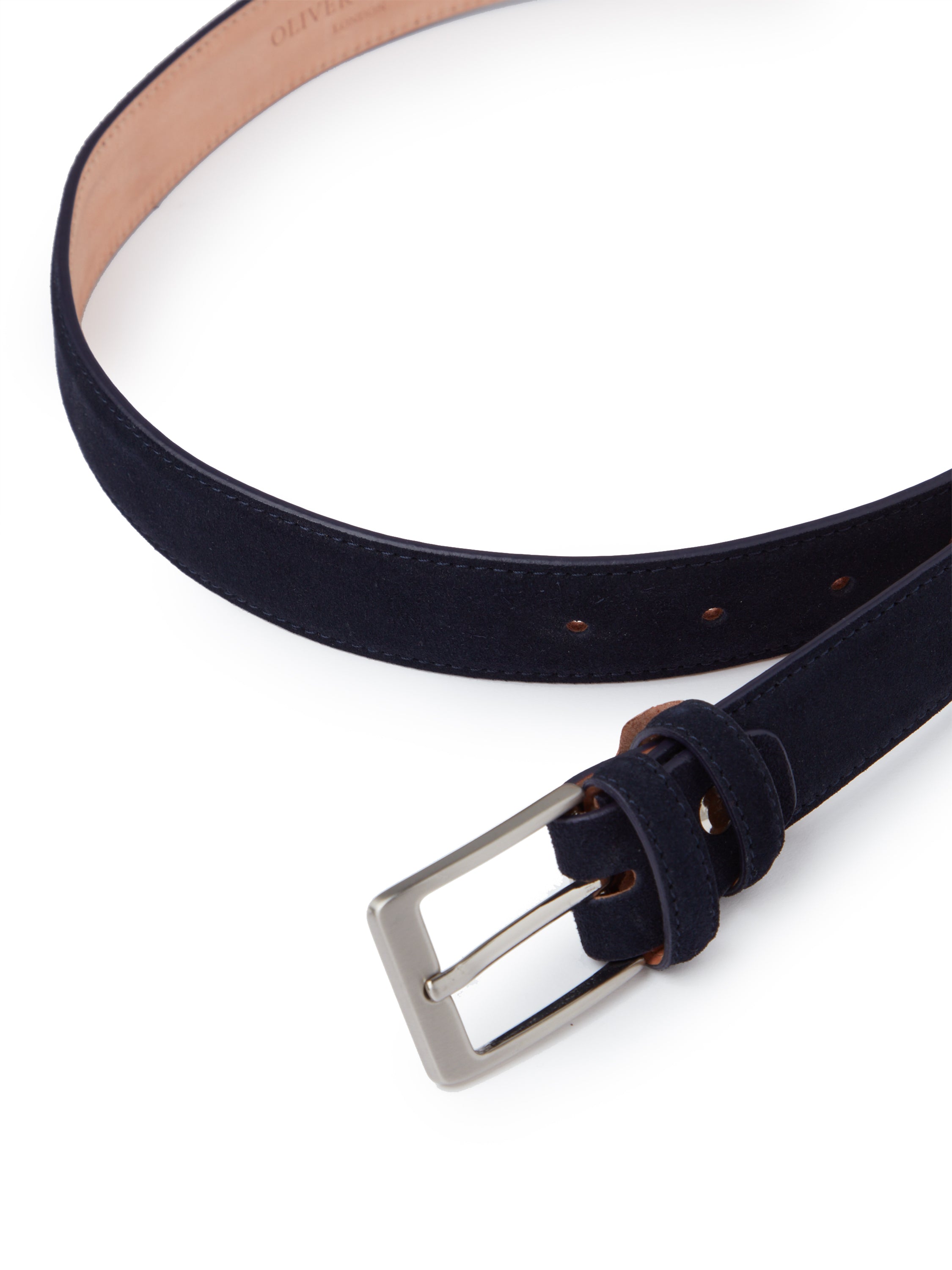 Plain Suede Belt - Navy
