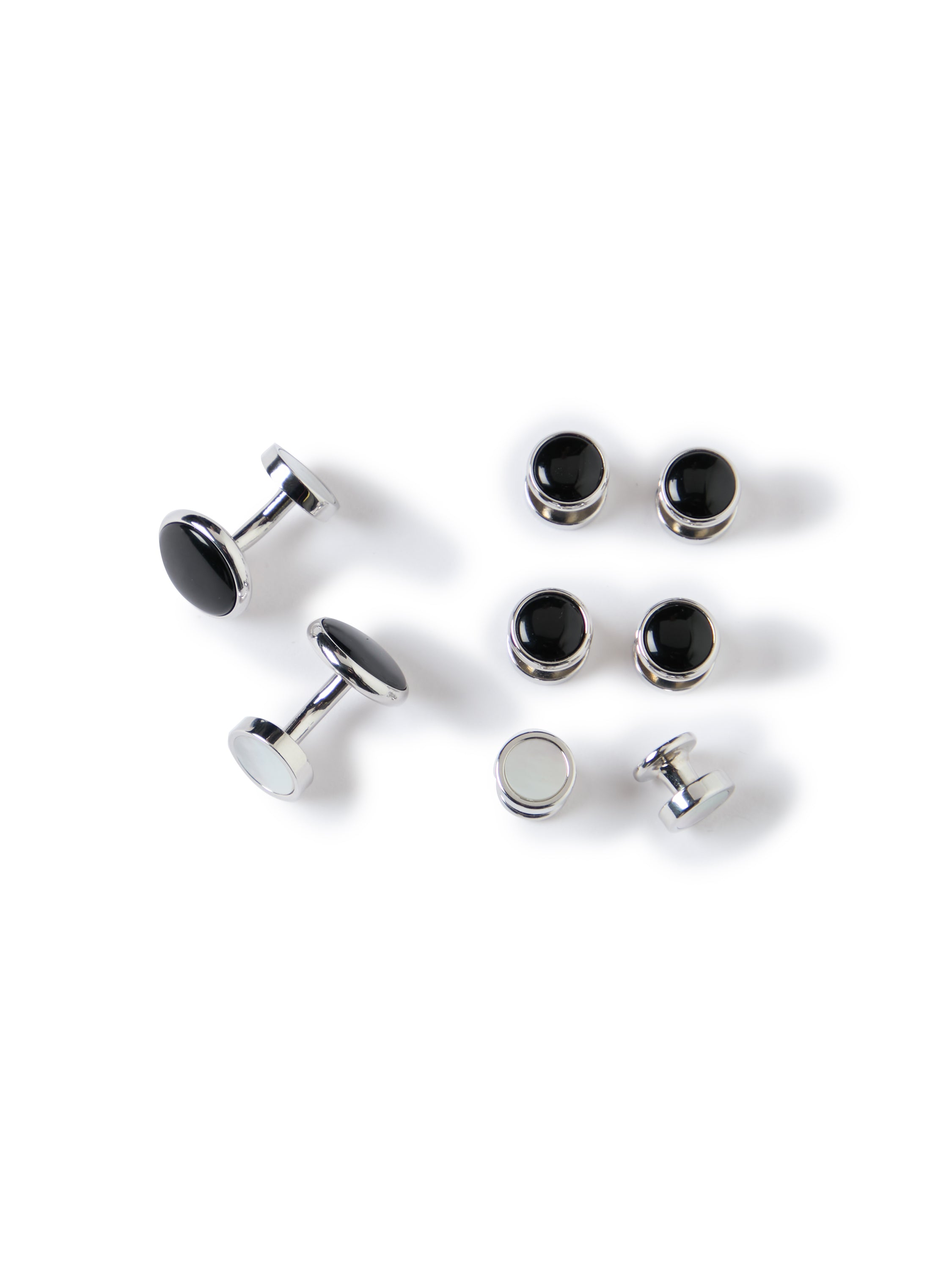 Reversible Onyx and M.O.P Dress Stud and Cufflink Set
