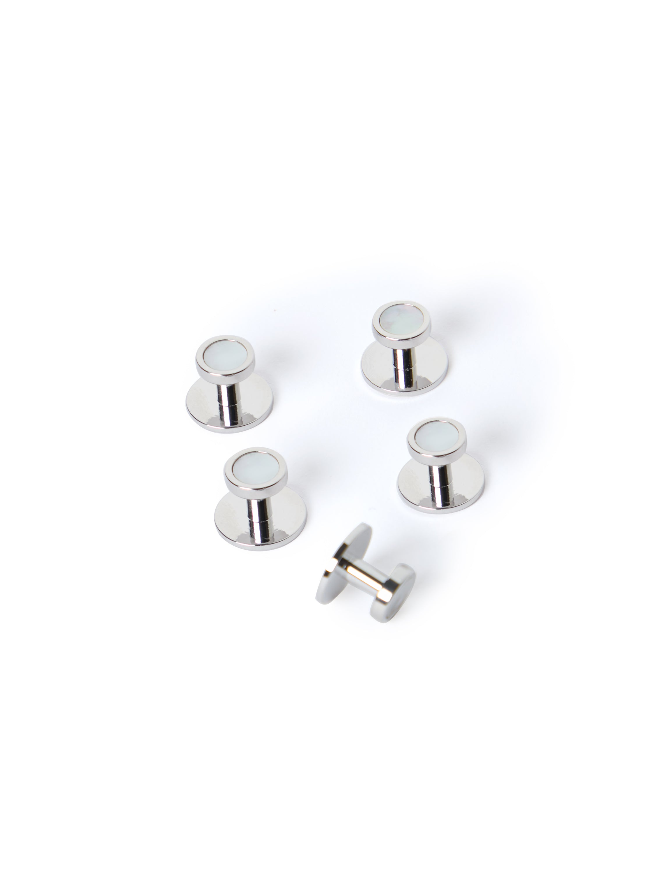 Rhodium-Plated Dress Studs - Mother of Pearl