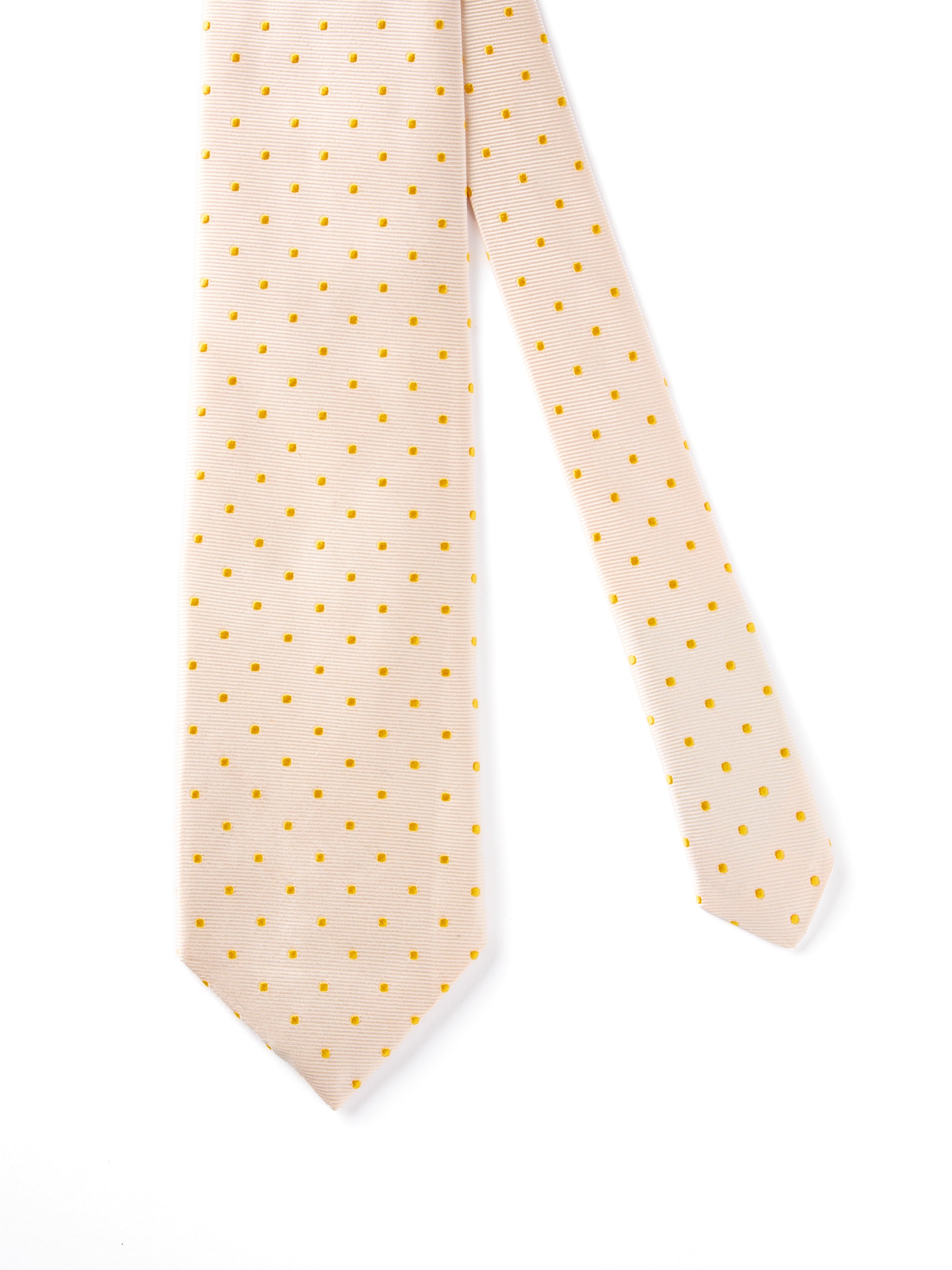 Woven Polka Dot Silk Tie - Pale Yellow