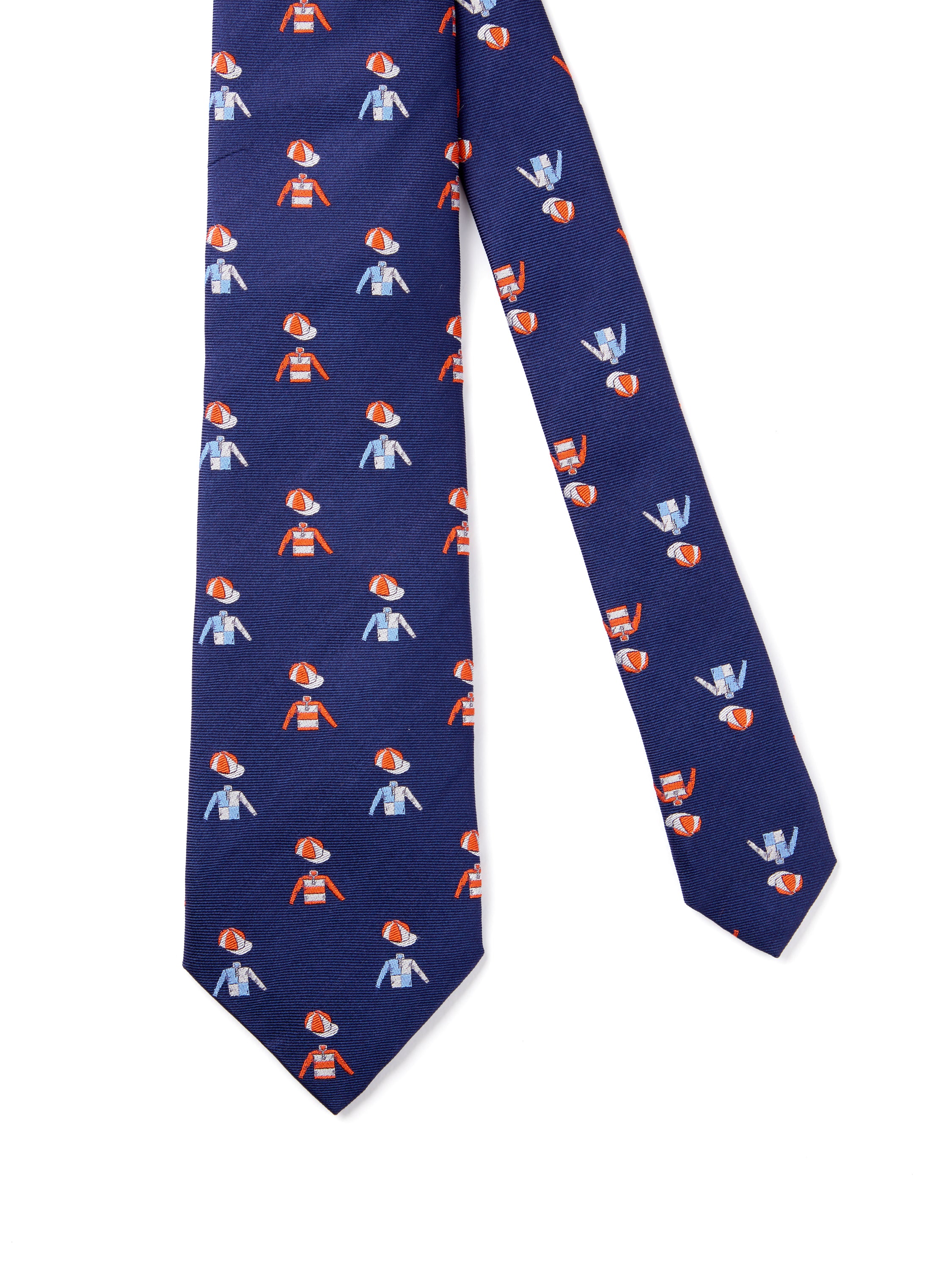 English Woven Silk Jockey & Cap Tie - Navy