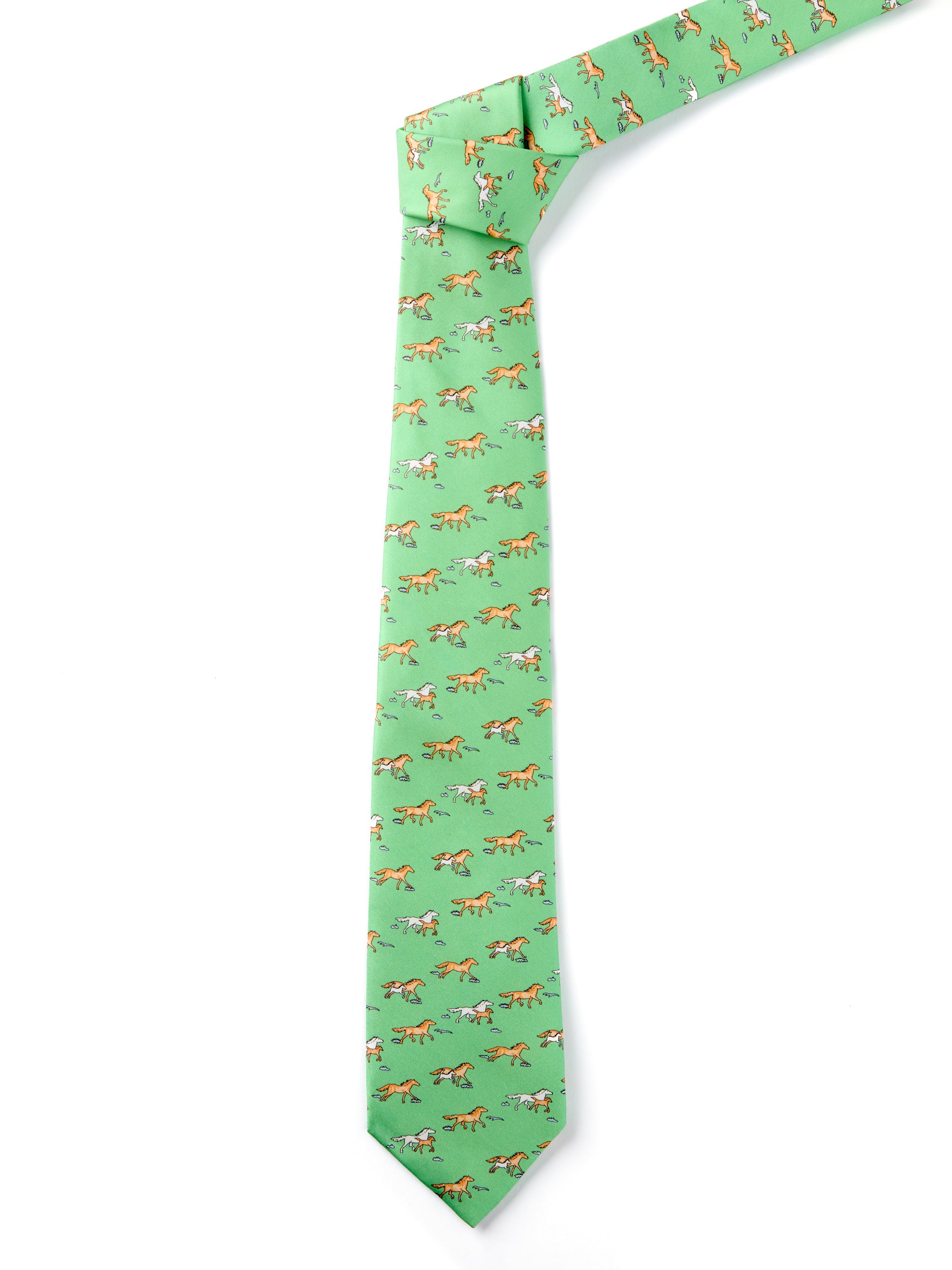 Horse & Steed Silk Tie - Light Green