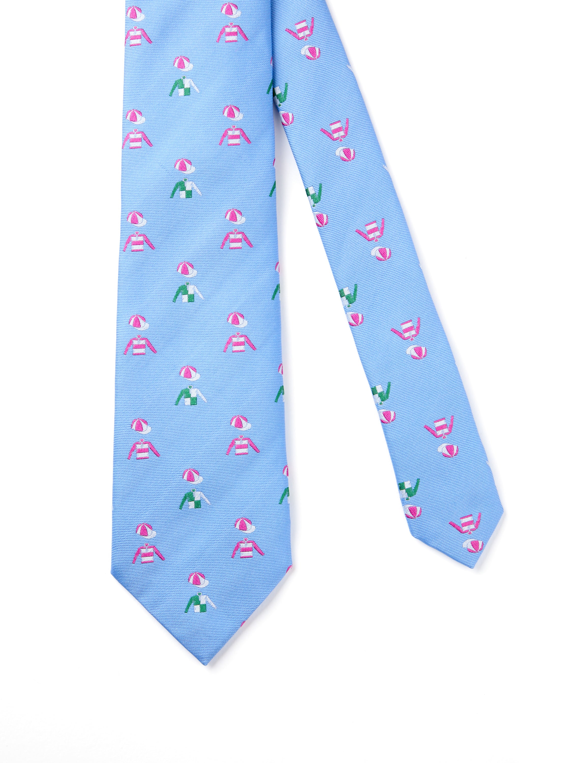 English Woven Silk Jockey & Cap Tie - Pale Blue