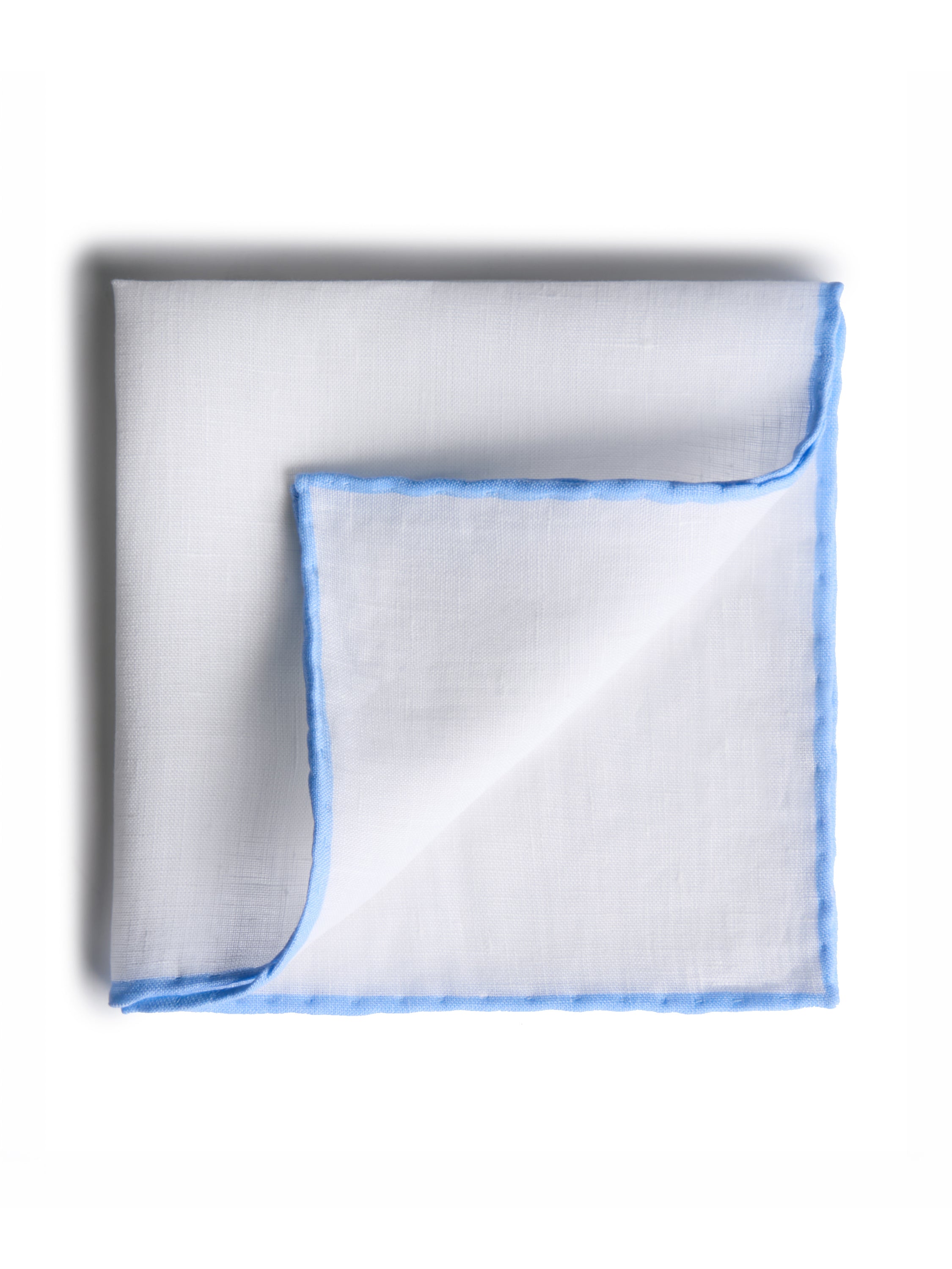 Linen Handkerchief with Border - Pale Blue