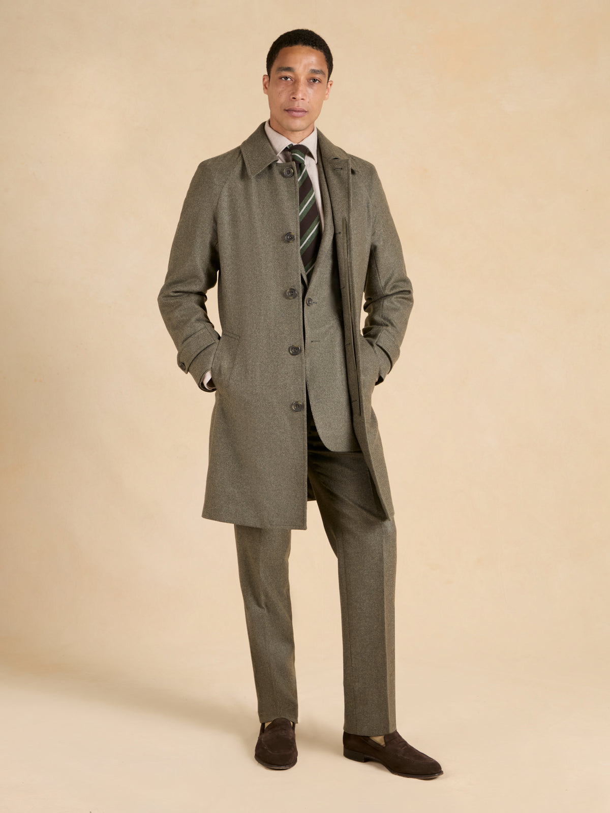Ranelagh Overcoat - Sage Marl Cashmere Blend Tweed