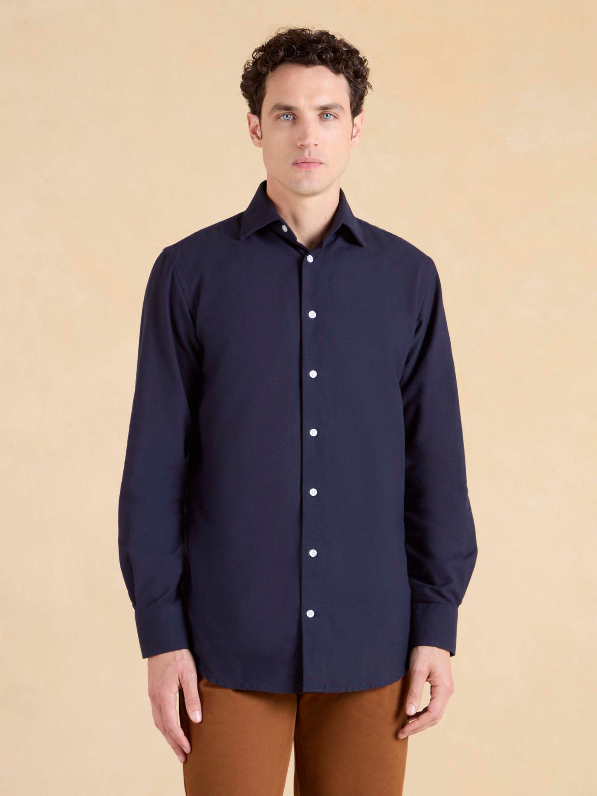 Sloane Shirt - Navy Ultra Soft Brushed Cotton
