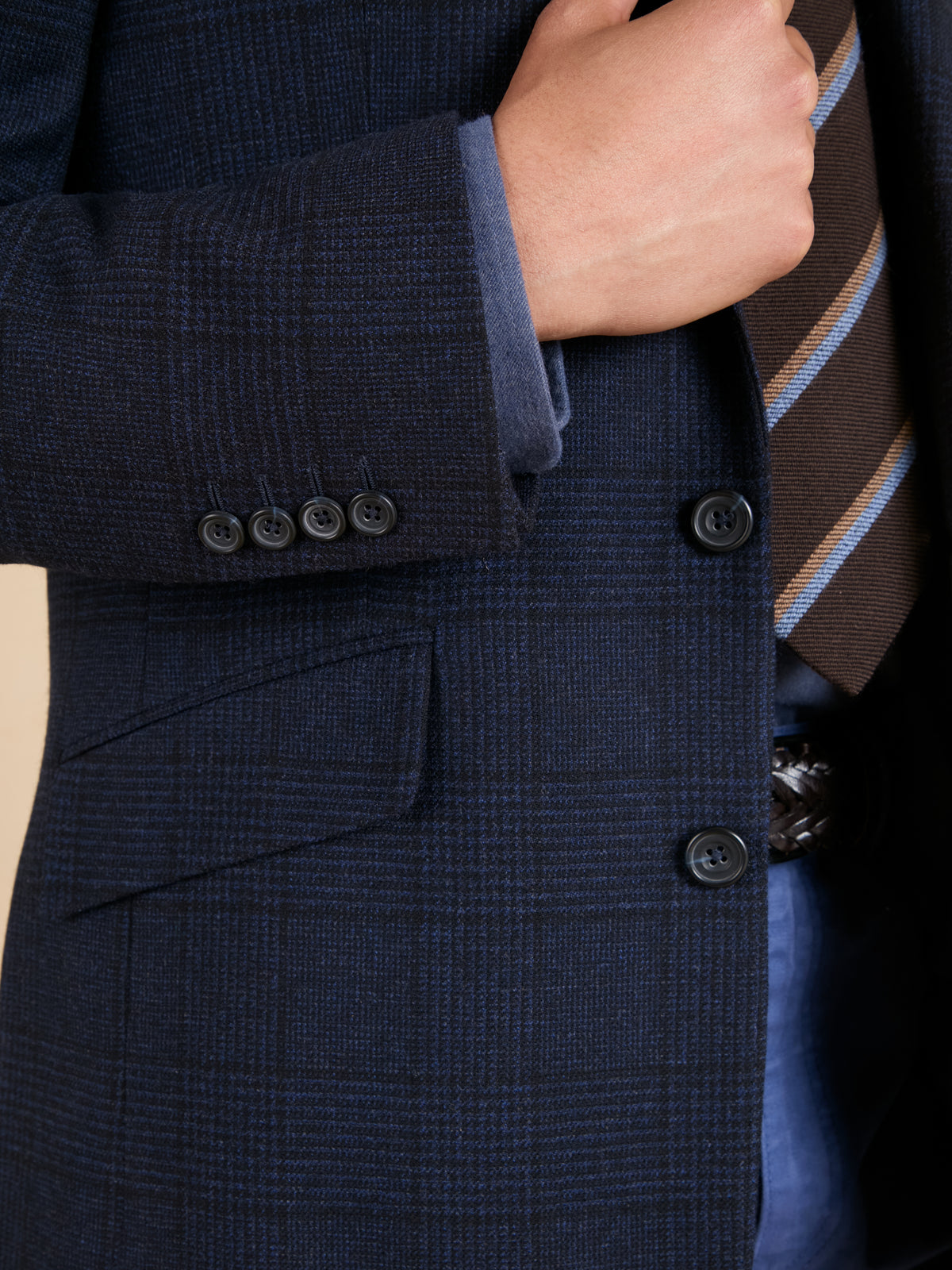 Belgravia Unstructured Jacket - Navy Cashmere Blend Check