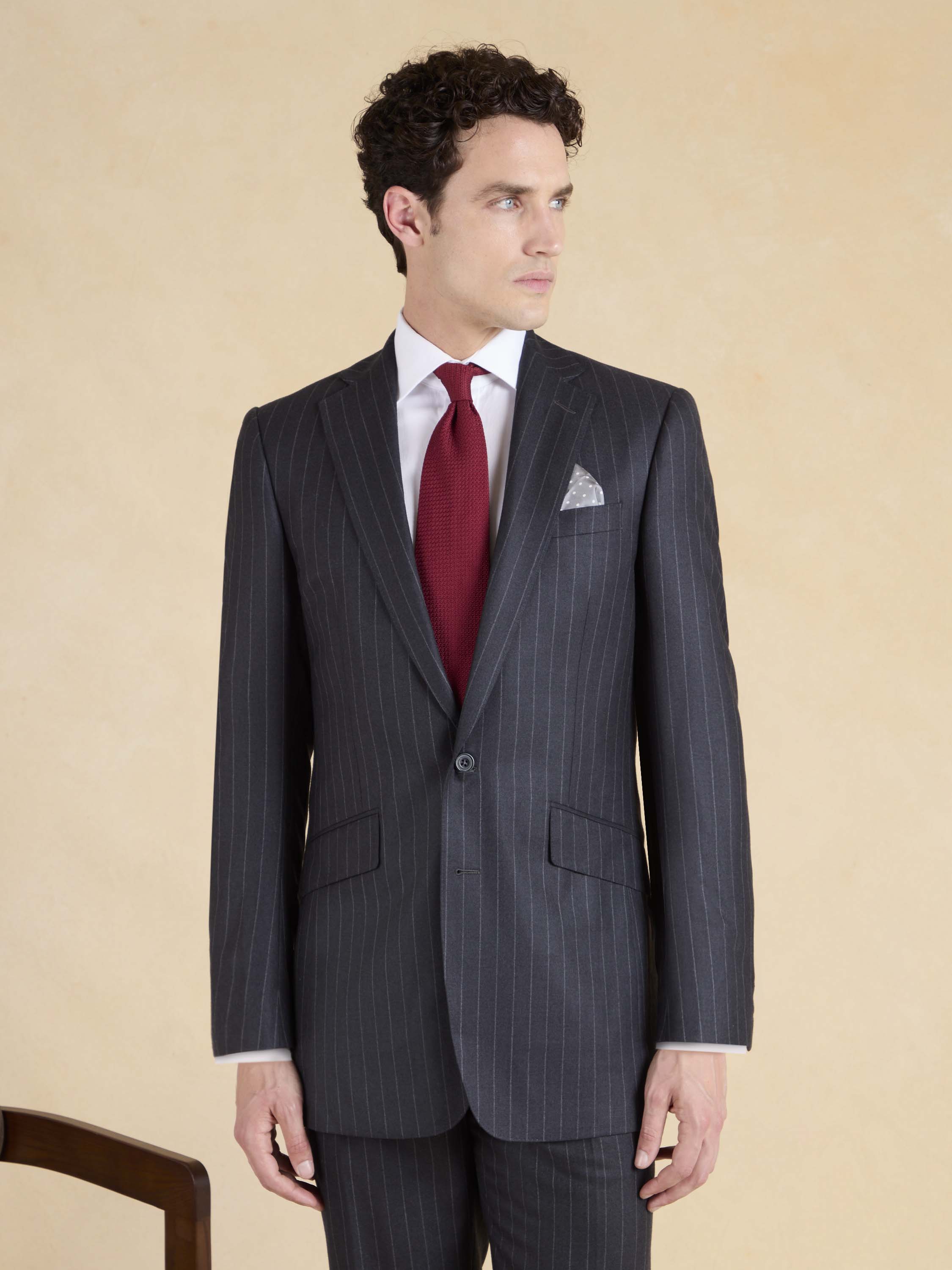 Eaton Suit - Charcoal Wool Chalk Stripe
