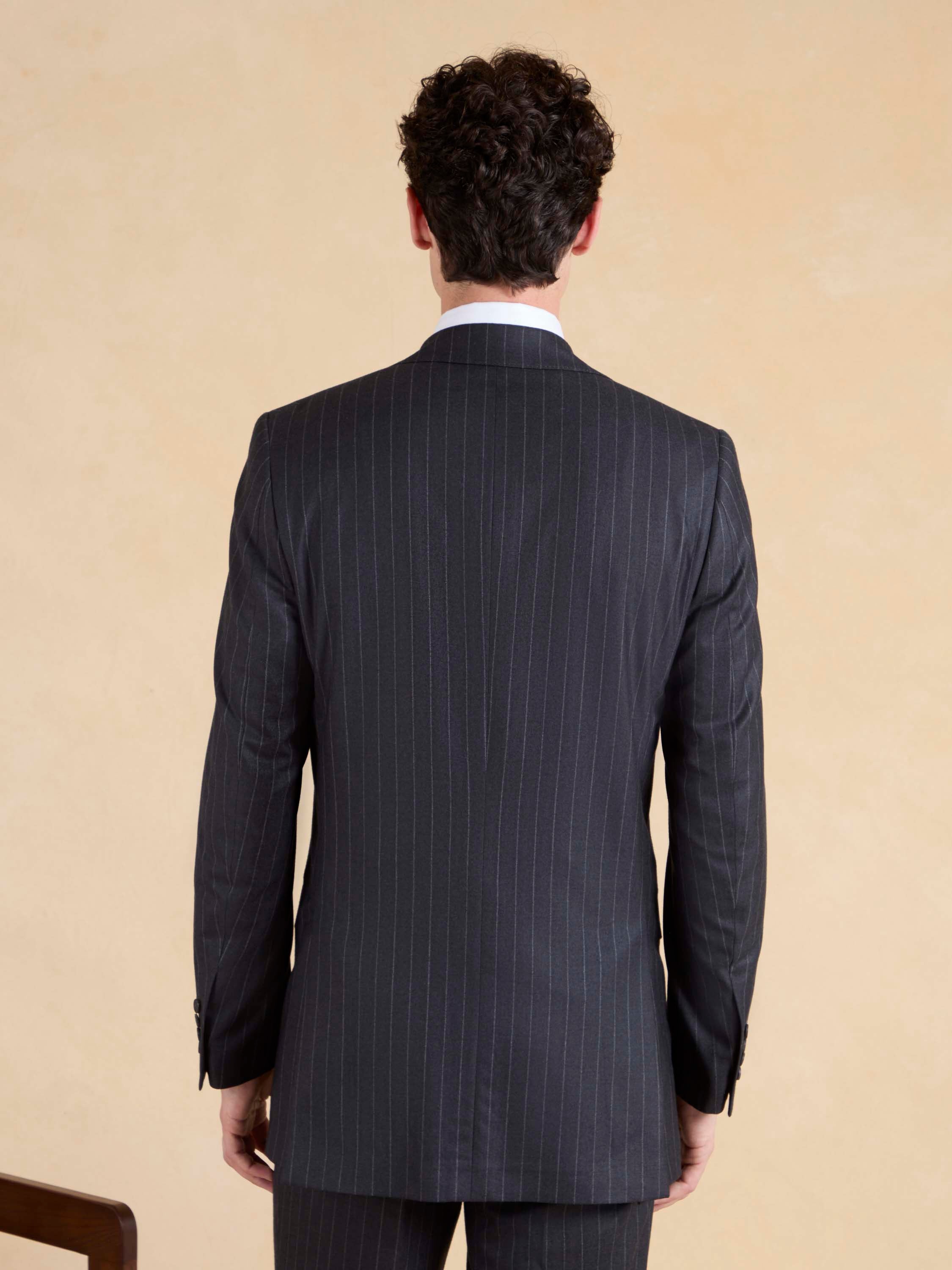 Eaton Suit - Charcoal Wool Chalk Stripe