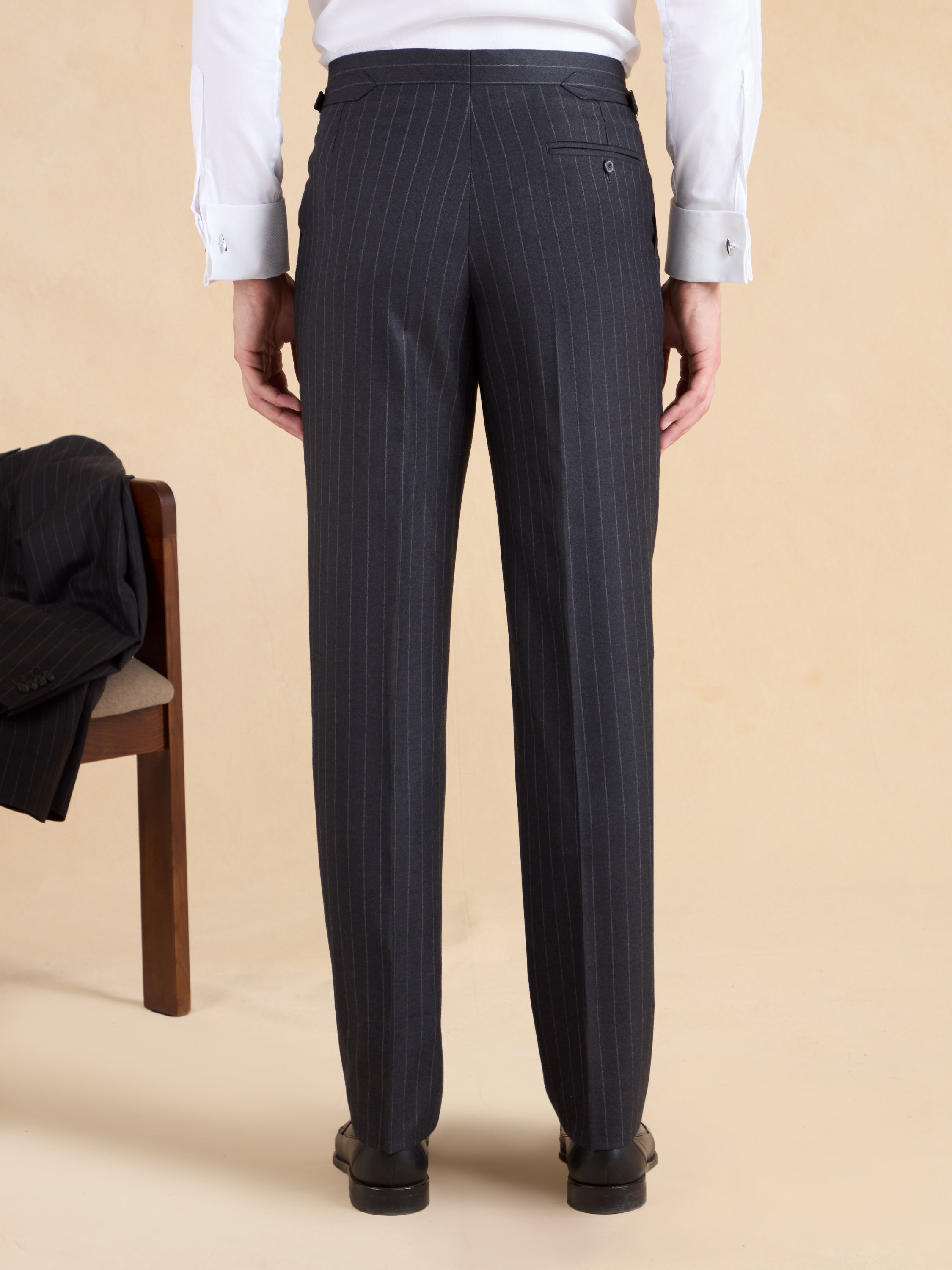 Eaton Suit - Charcoal Wool Chalk Stripe