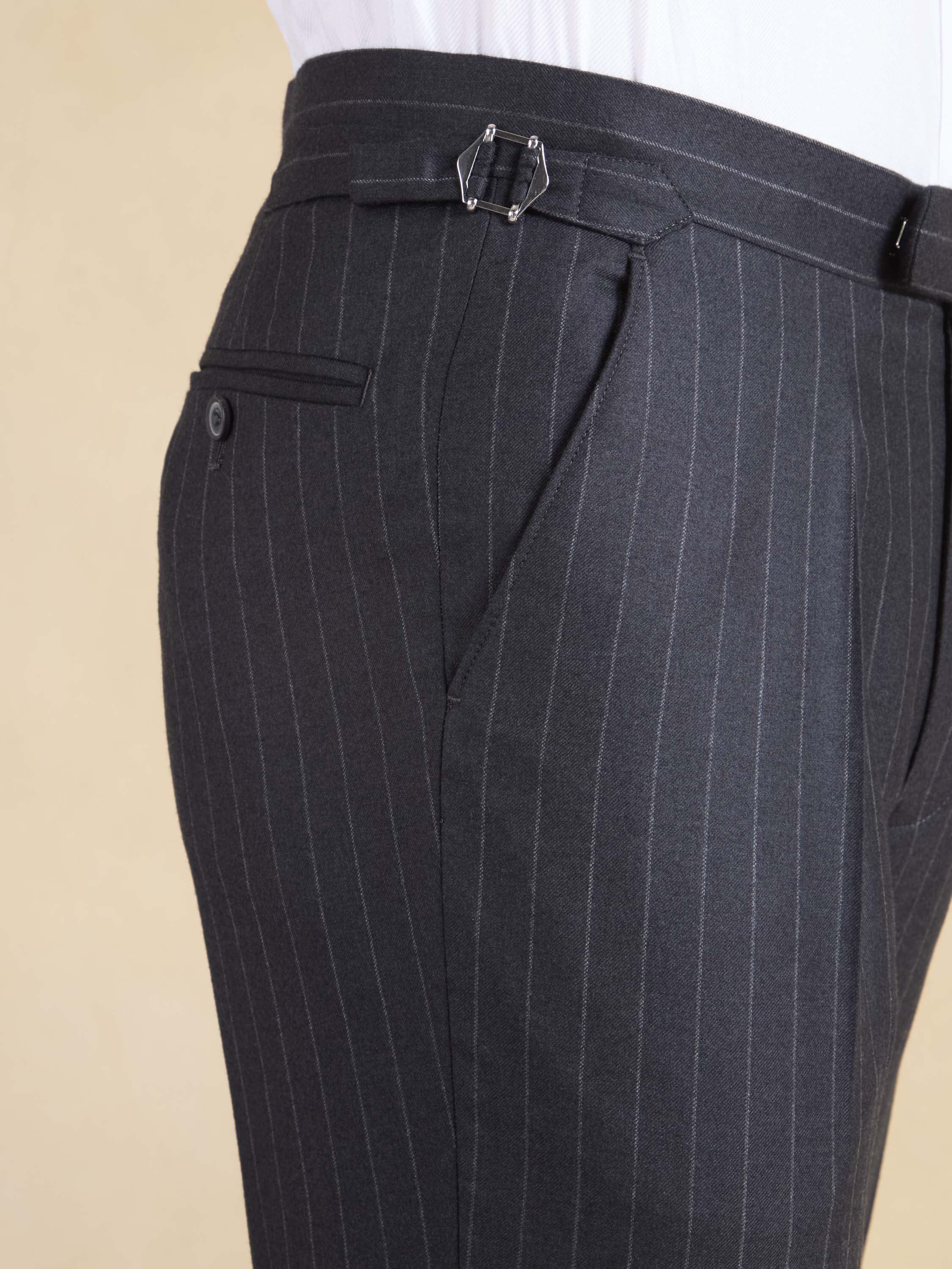 Eaton Suit - Charcoal Wool Chalk Stripe