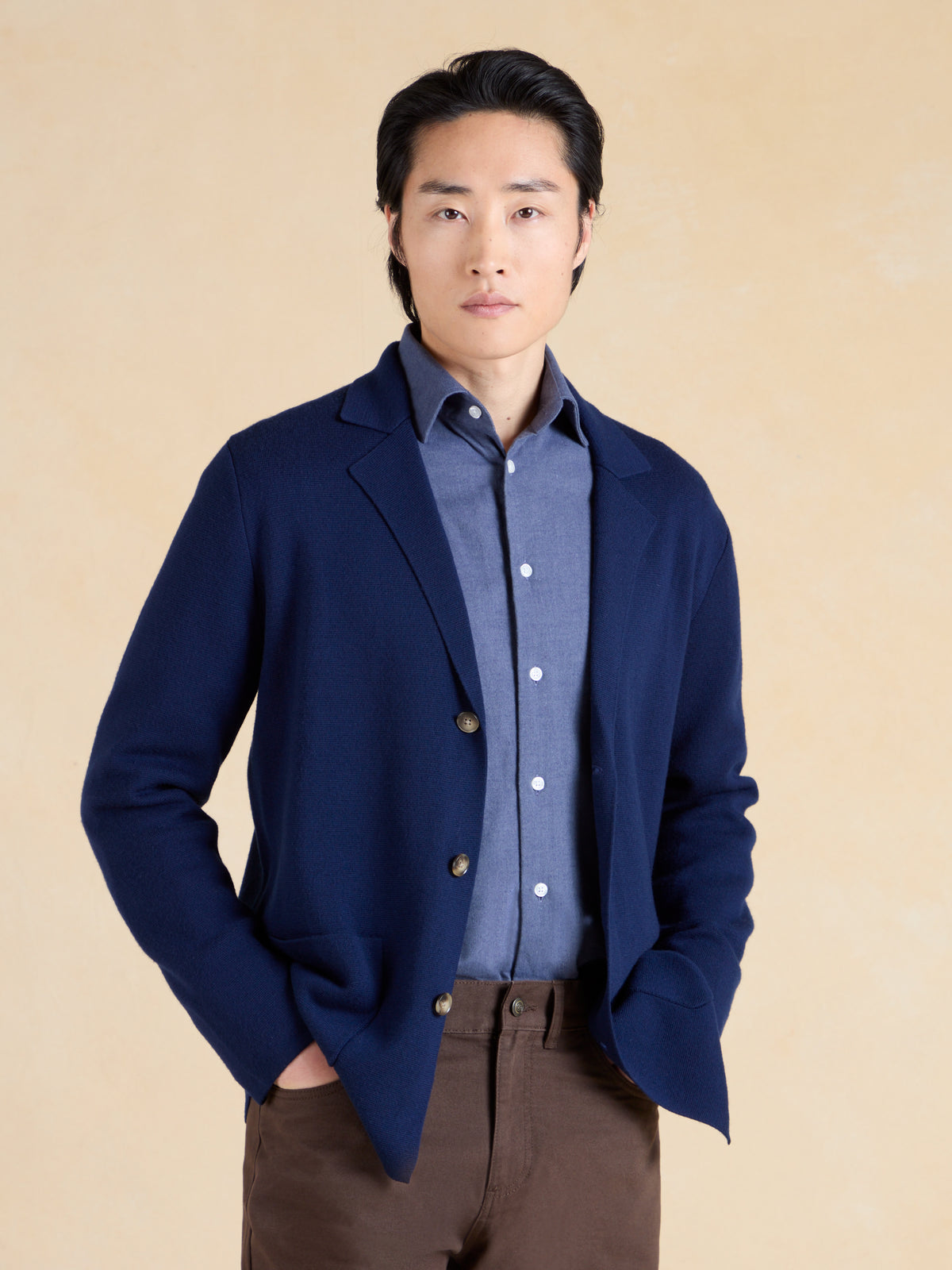 Montrose Knitted Blazer – Navy Merino Wool