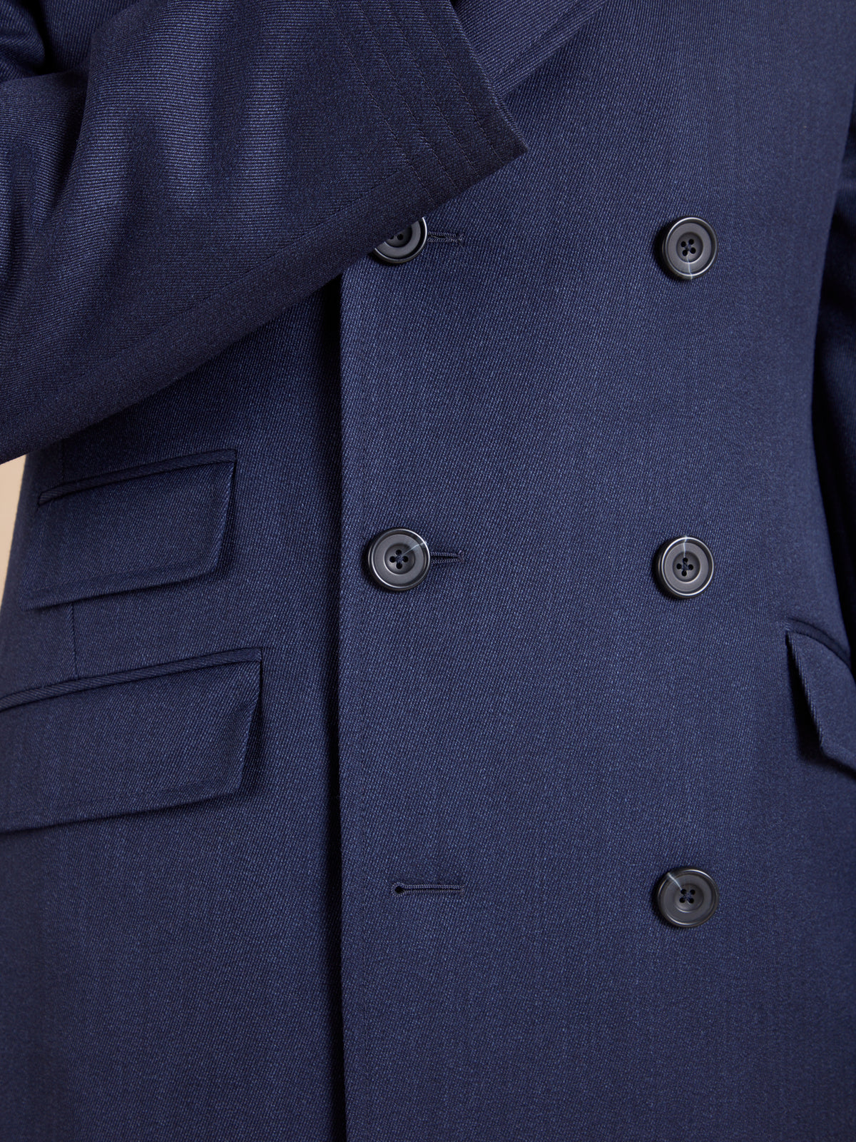 Onslow Double Breasted Covert Coat - Navy Wool