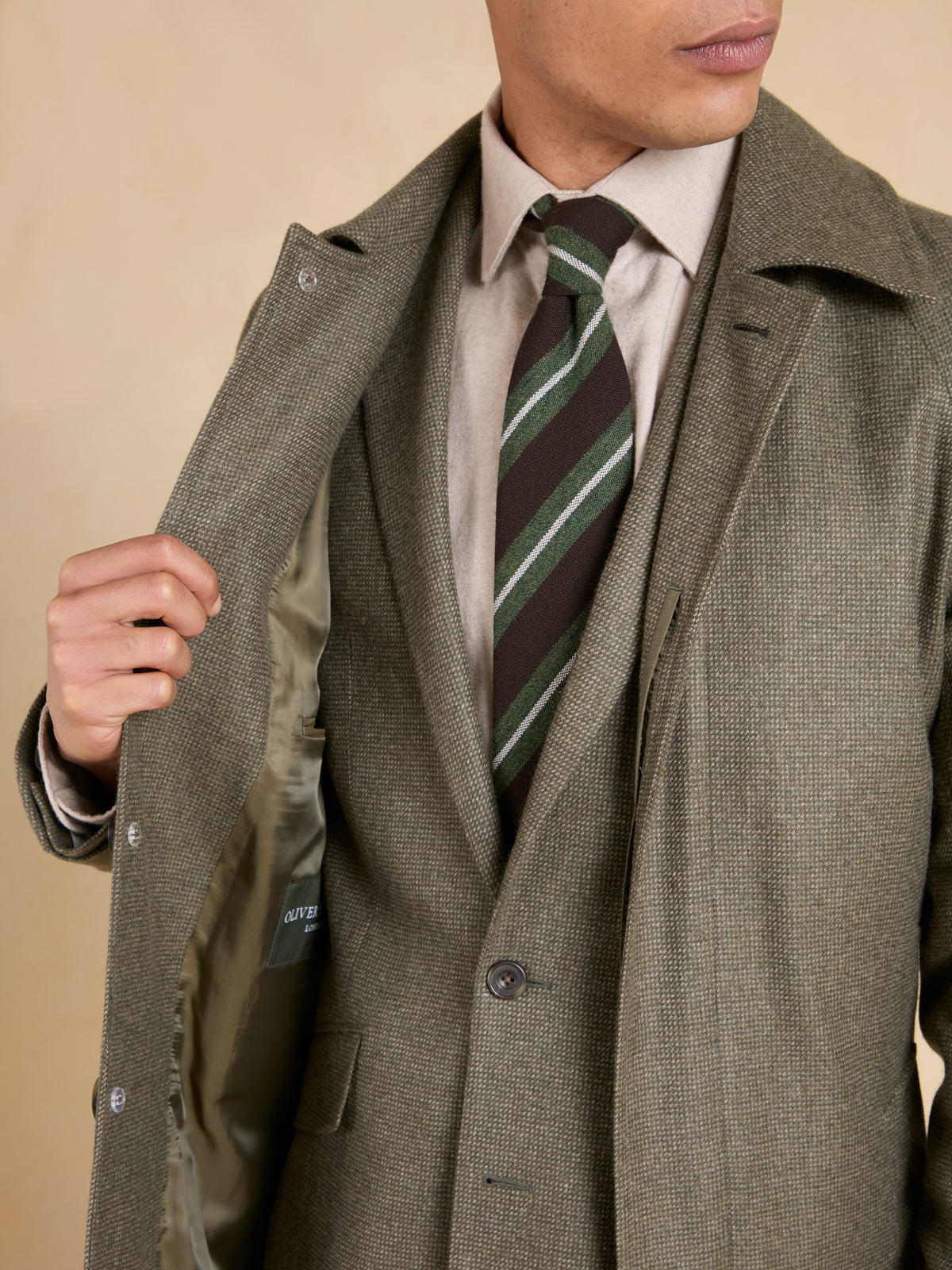 Ranelagh Overcoat - Sage Marl Cashmere Blend Tweed