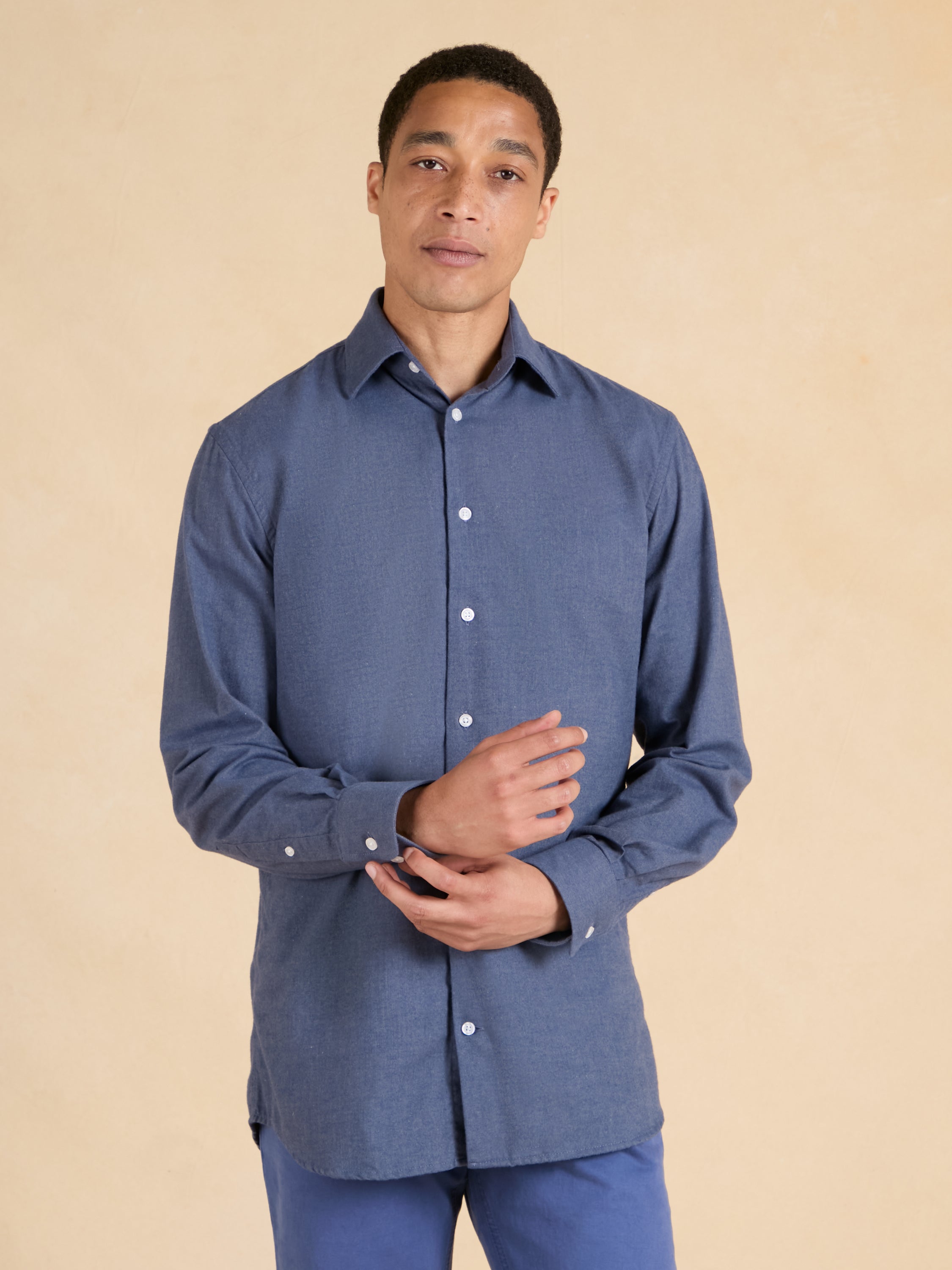Sloane Shirt - Airforce Blue Ultra Soft Brushed Cotton
