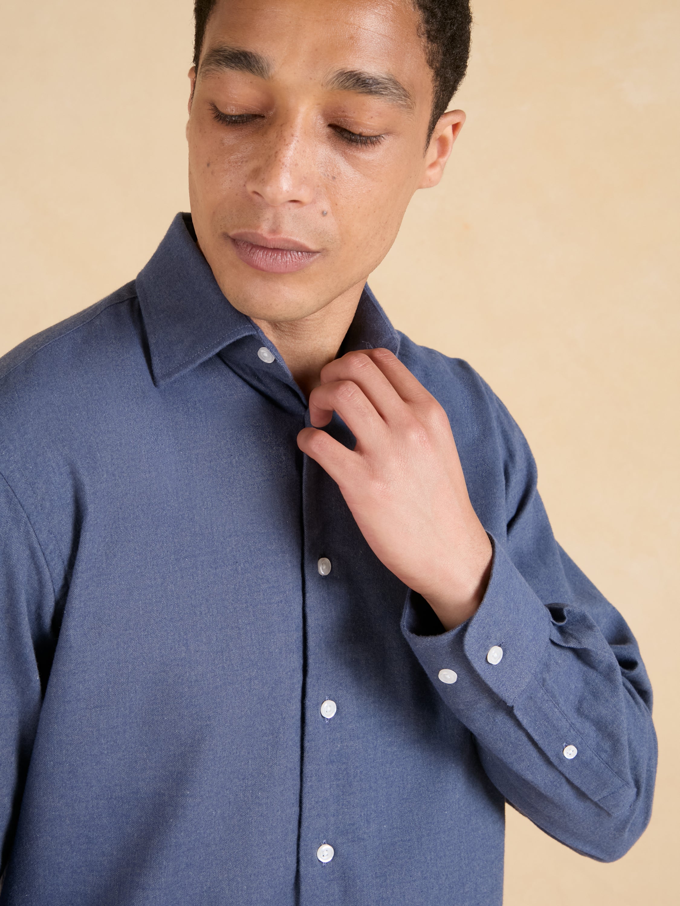 Sloane Shirt - Airforce Blue Ultra Soft Brushed Cotton