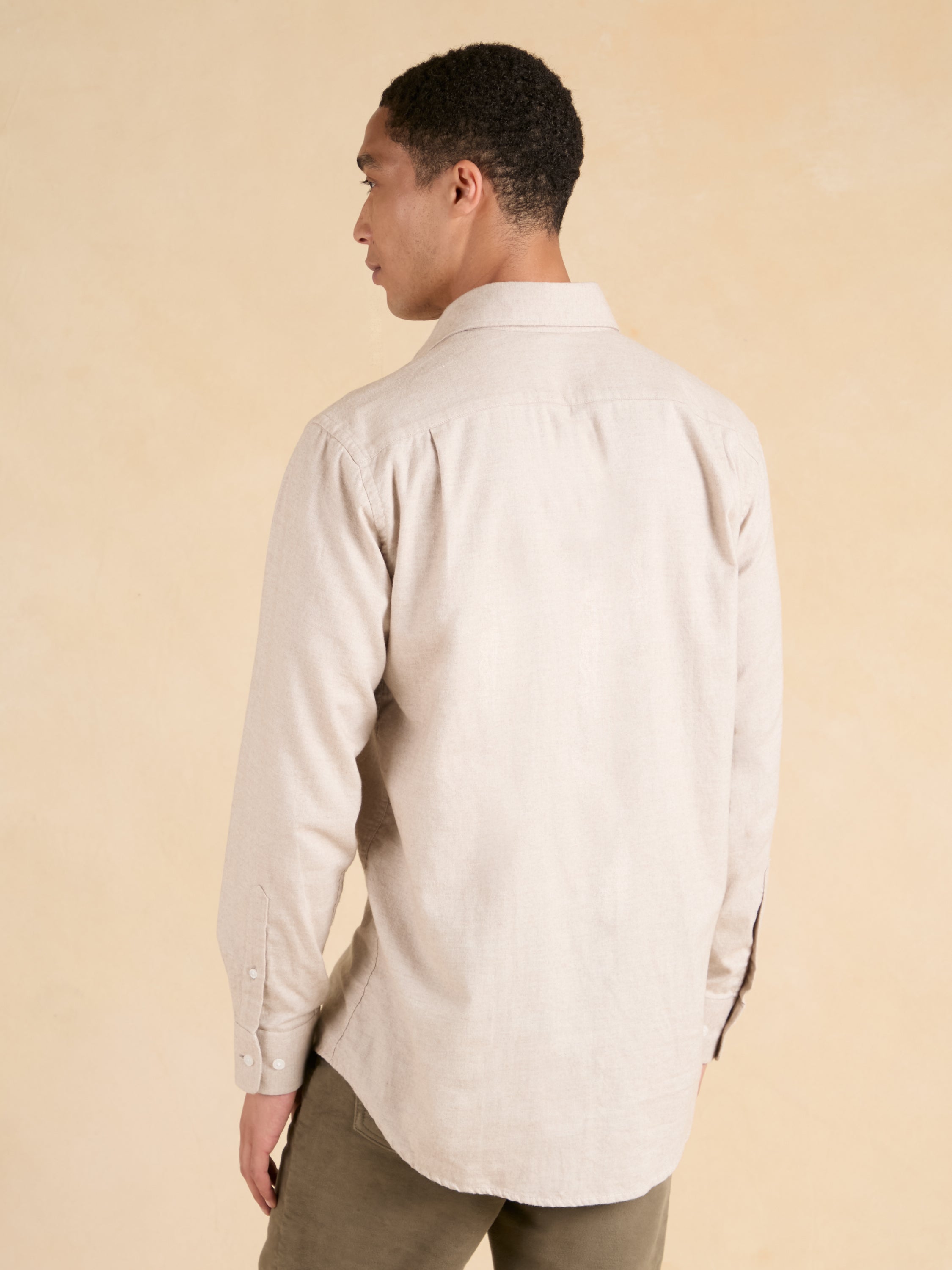 Sloane Shirt - Beige Brushed Cotton and Cashmere