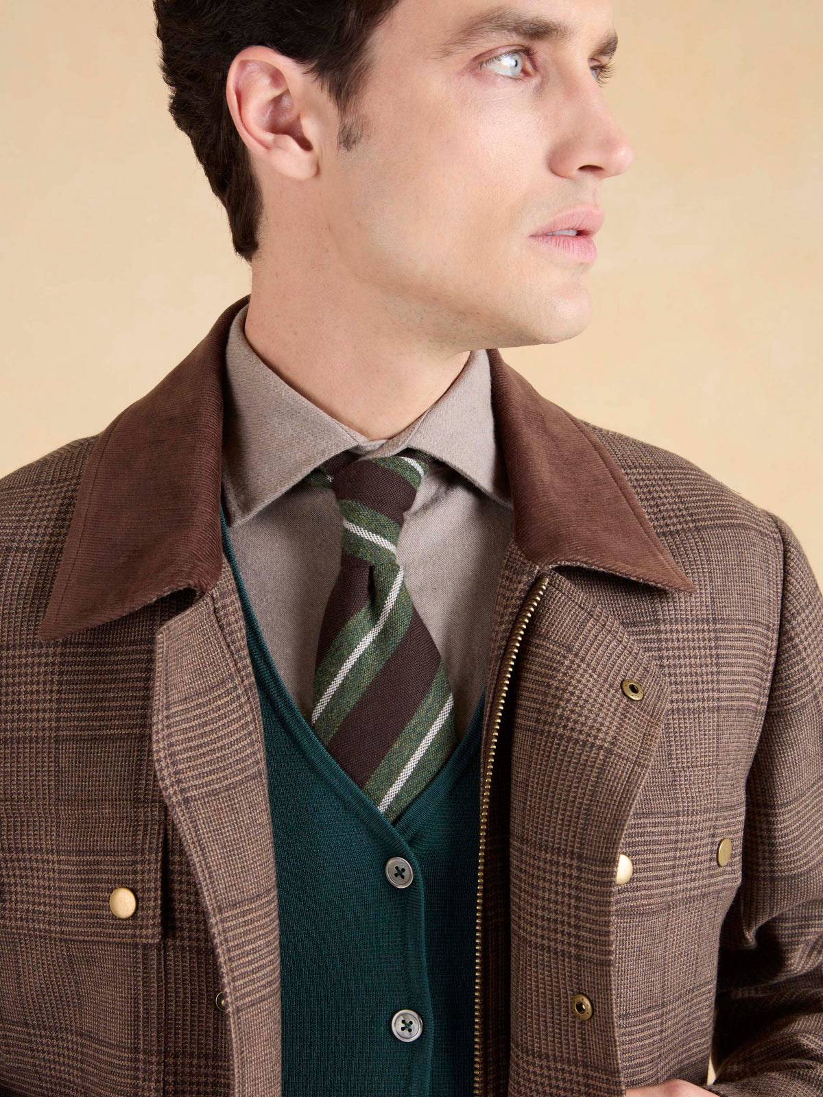 Draycott Coat - Brown Checked Cashmere Blend