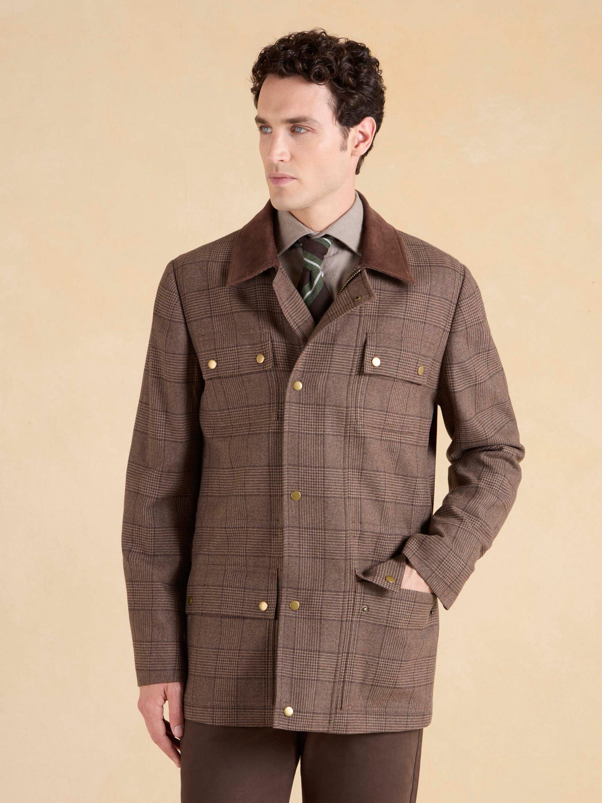 Draycott Coat - Brown Checked Cashmere Blend